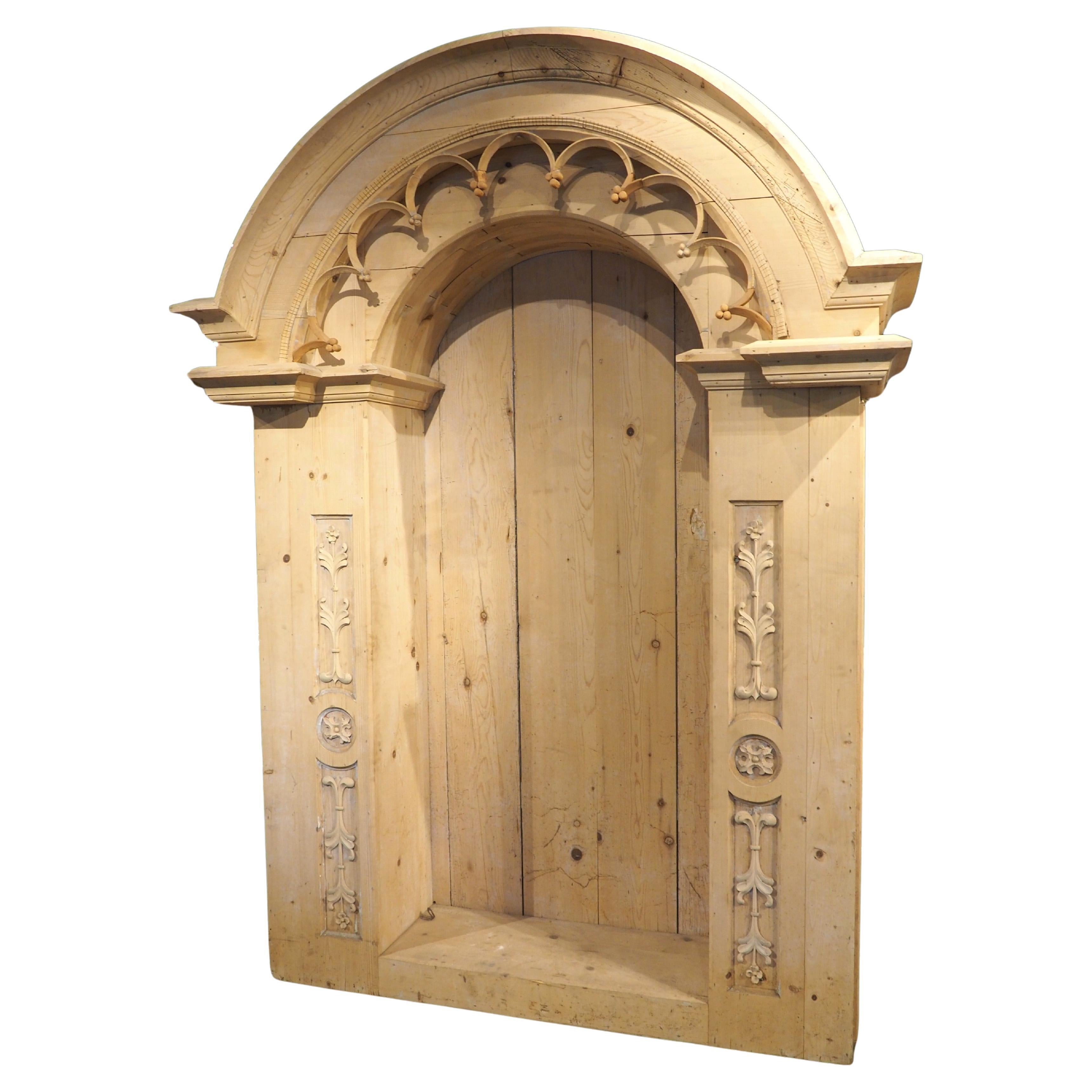 Large Stripped Pine Altar Niche from Northern France, 20th Century For Sale