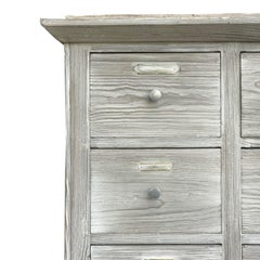 Mid 20th Century Large Stripped Pine Bank of Drawers