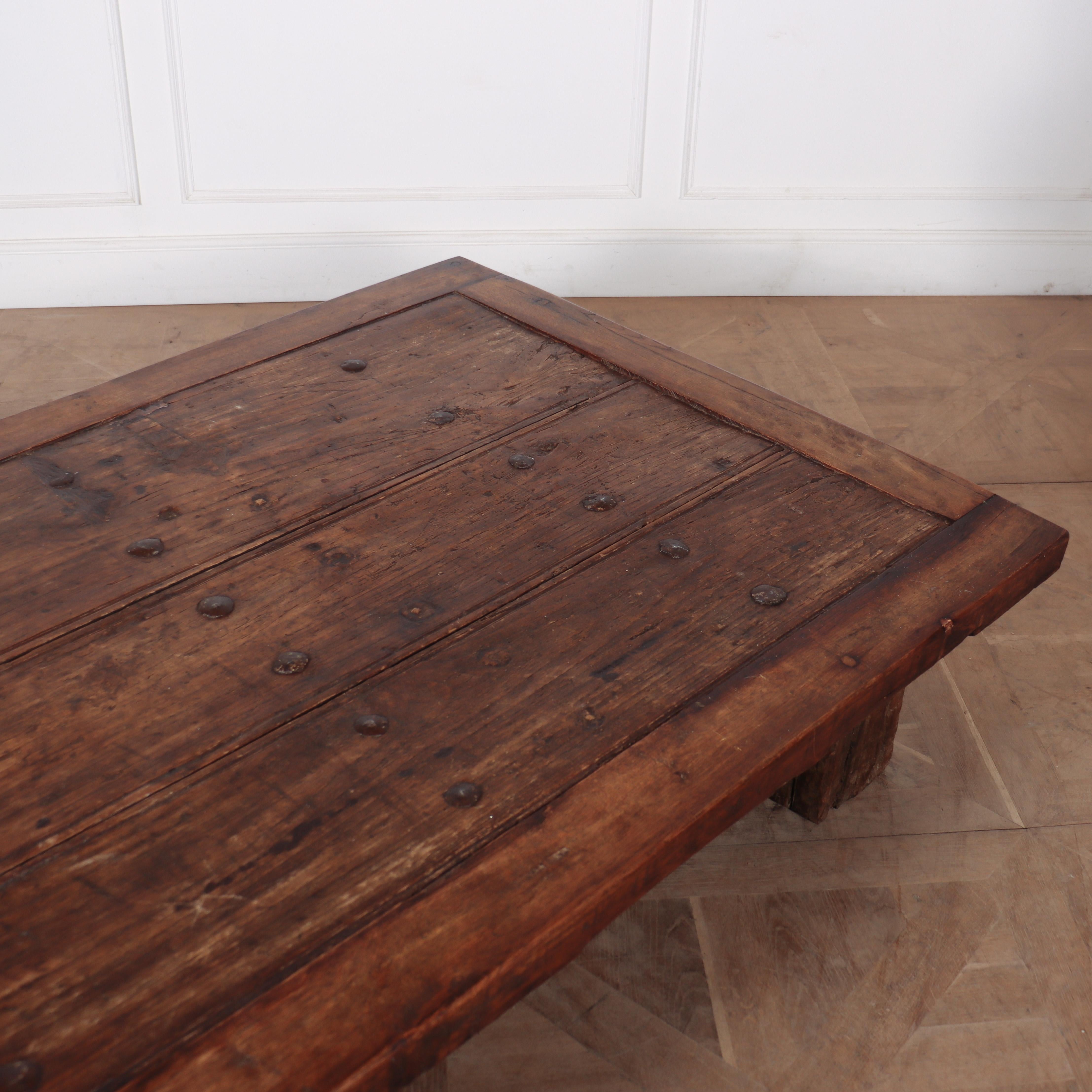 Teak Large Studded Coffee Table For Sale