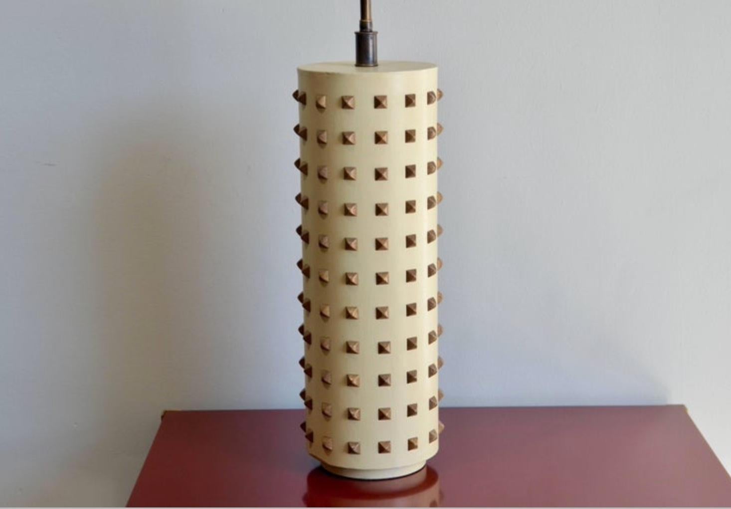 Modern Large Studded Cylinder Table Lamp For Sale