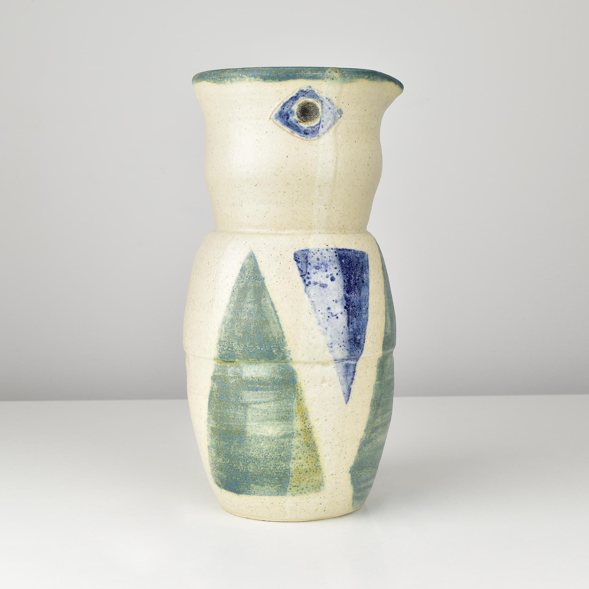 Mid-Century Modern Large Studio Art Pottery Vase in Picasso Style with Abstract Geometric Design For Sale