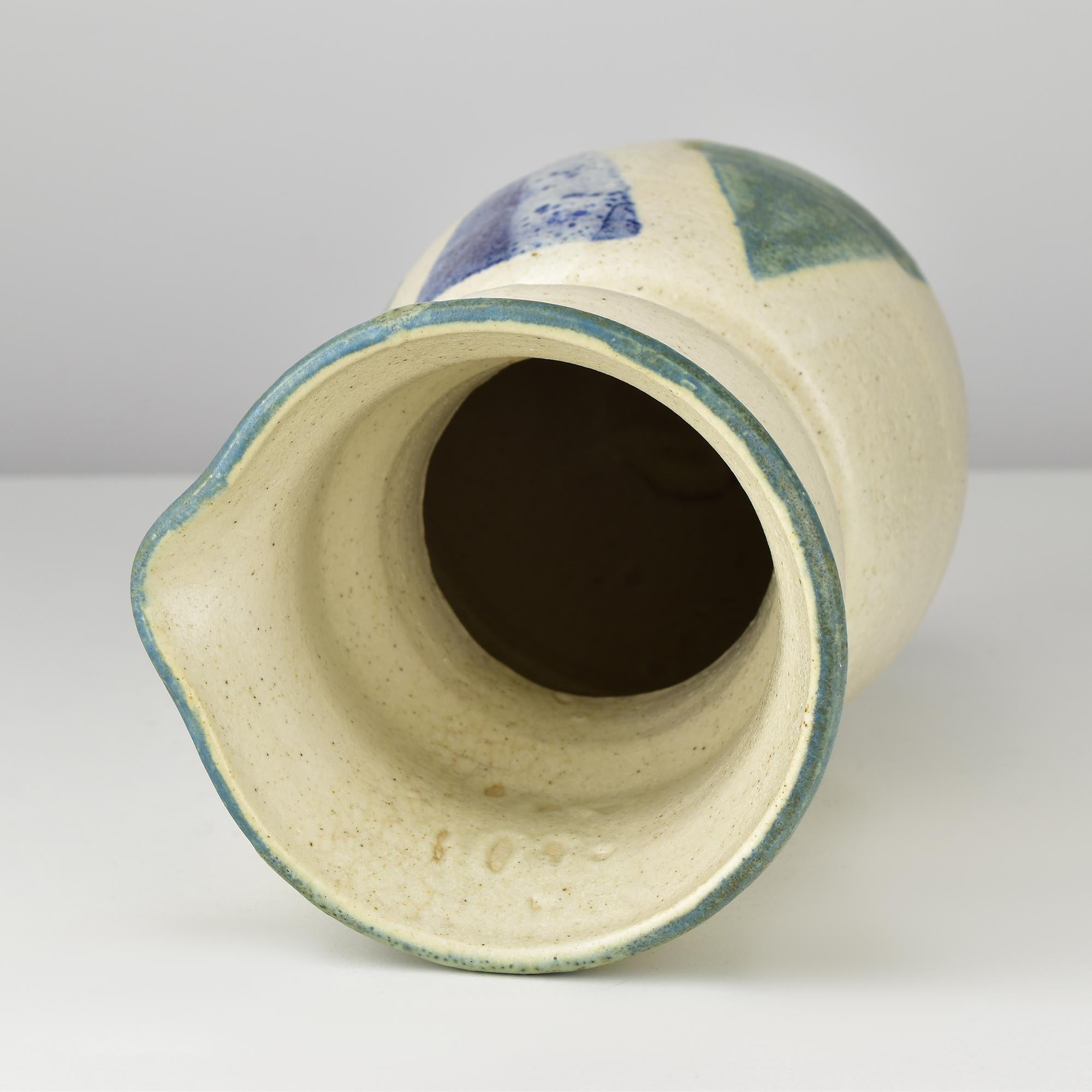 Mid-20th Century Large Studio Art Pottery Vase in Picasso Style with Abstract Geometric Design For Sale