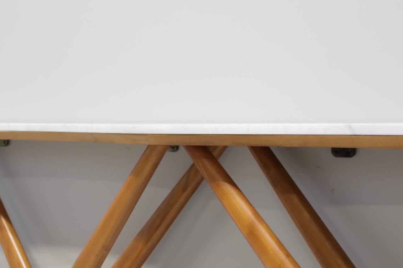 Italian Large Studio B.B.P.R. Carrara Marble Top Console, Double X Shaped, 1950s For Sale