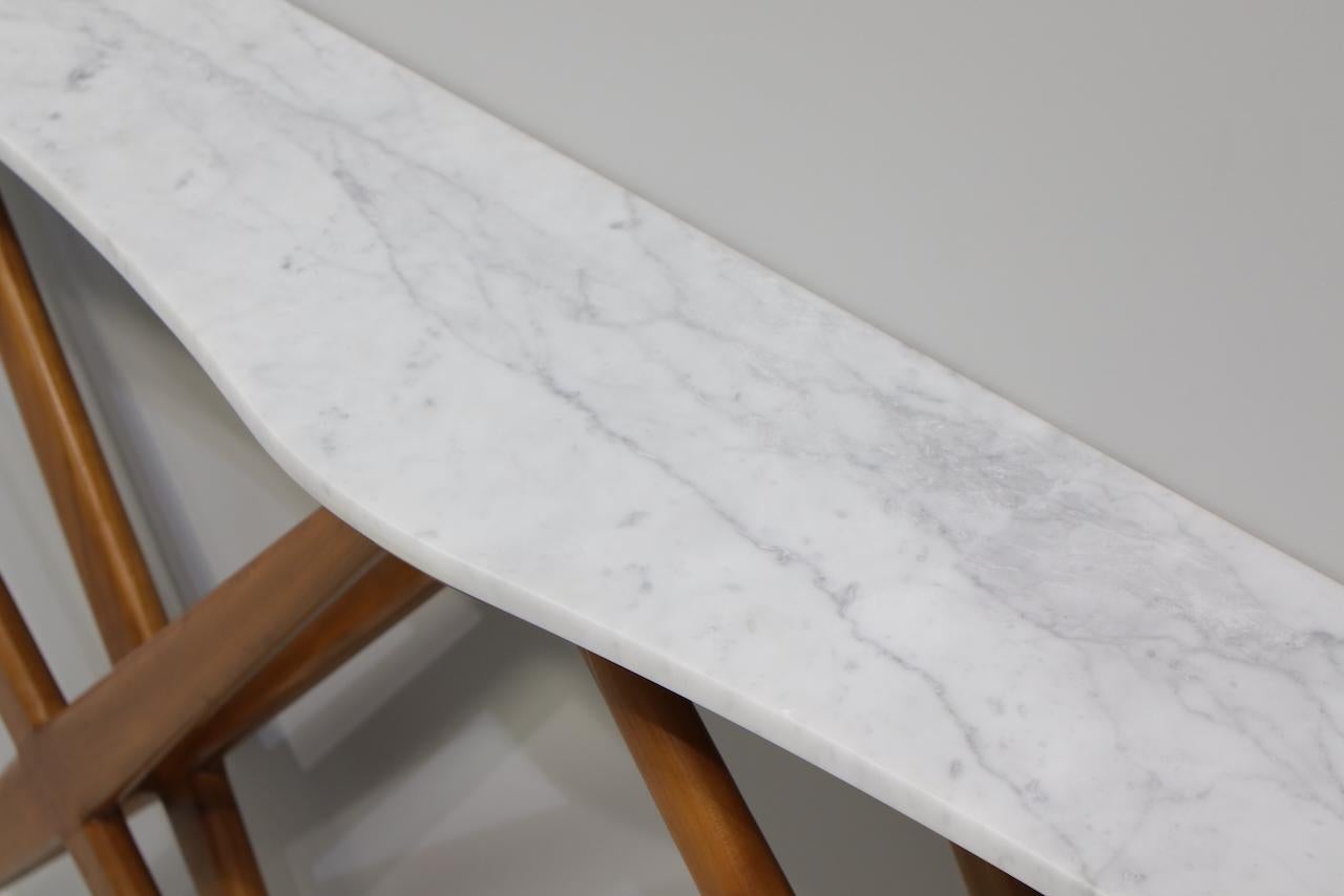 Large Studio B.B.P.R. Carrara Marble Top Console, Double X Shaped, 1950s In Excellent Condition For Sale In Rovereta, Repubblica di San Marino