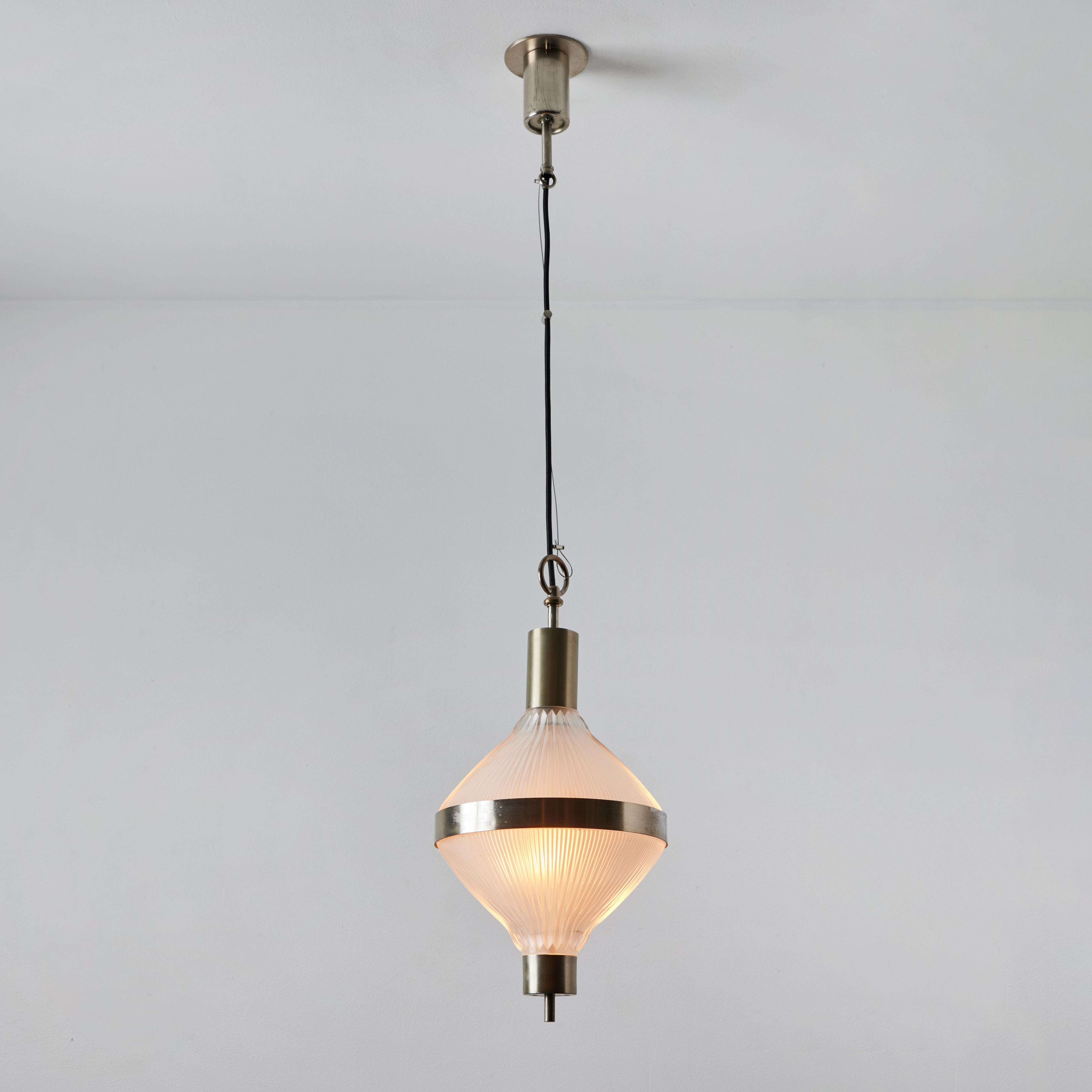 Large Studio B.B.P.R 'Polinnia' Glass and Metal Pendant c. 1964 for Artemide In Good Condition For Sale In Glendale, CA