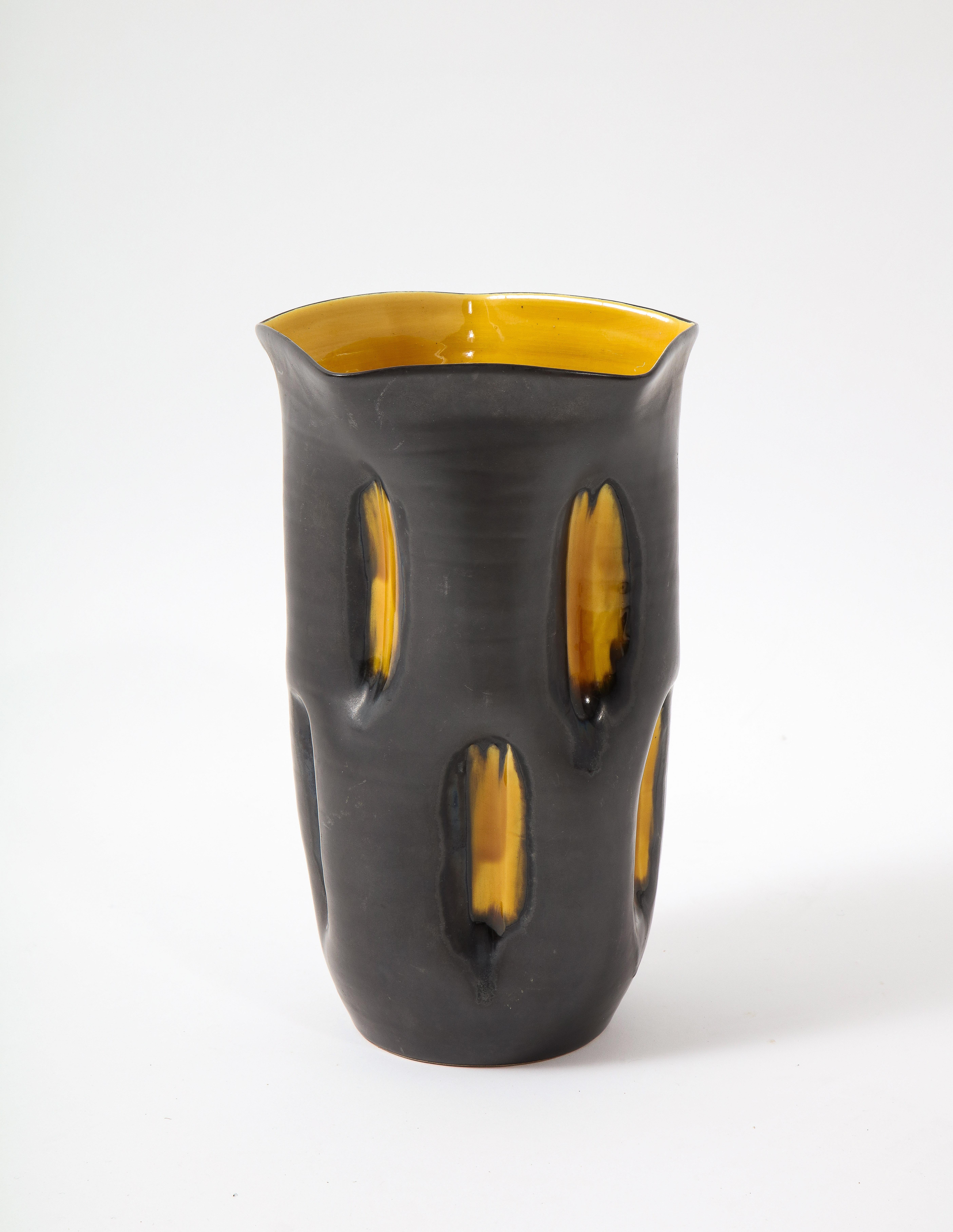 French Large Studio Ceramic Vase, France 1960's For Sale