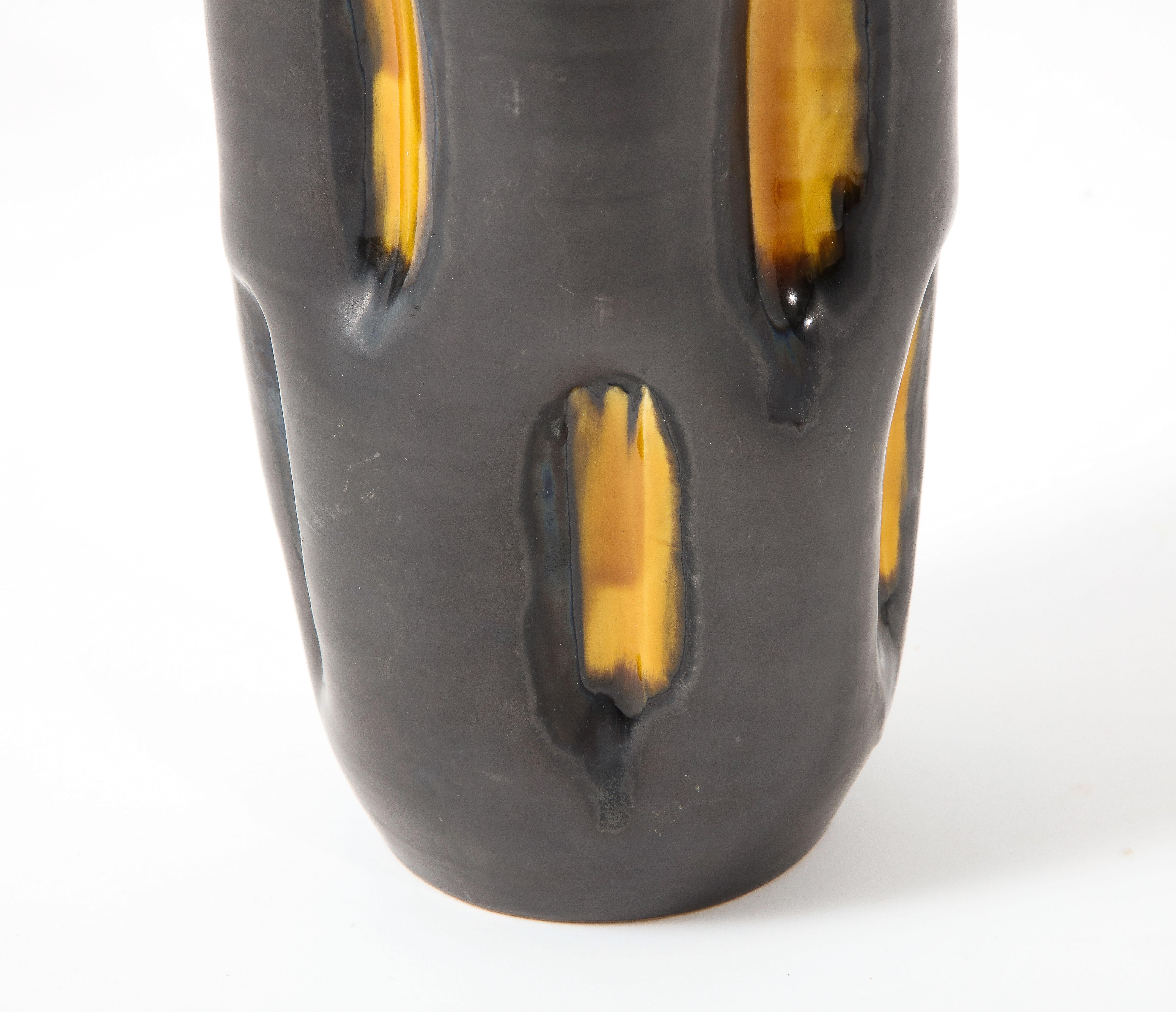 Glazed Large Studio Ceramic Vase, France 1960's For Sale