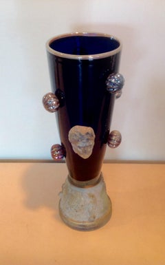 Large Studio Glass Vase by Michell Gaudet New Orleans Artist, 1998