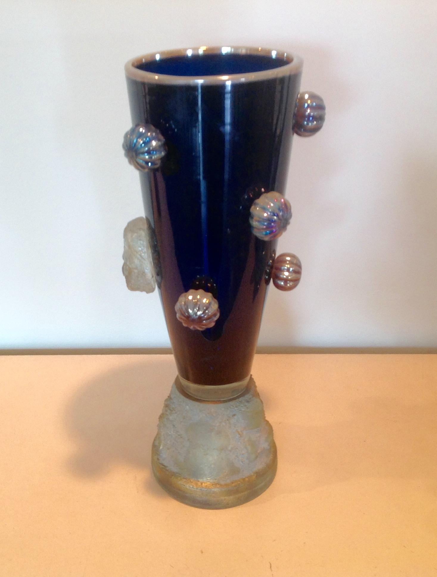 American Large Studio Glass Vase by Michell Gaudet New Orleans Artist, 1998 For Sale
