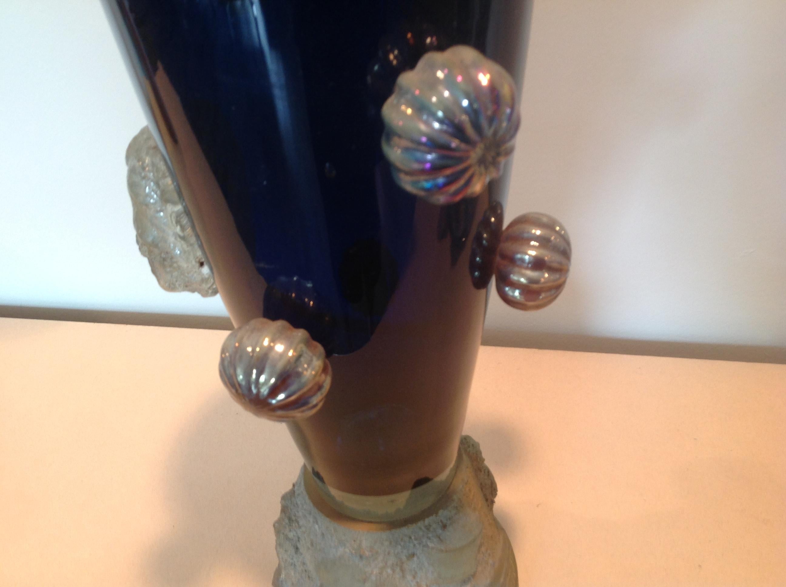 Large Studio Glass Vase by Michell Gaudet New Orleans Artist, 1998 In Good Condition For Sale In Keego Harbor, MI