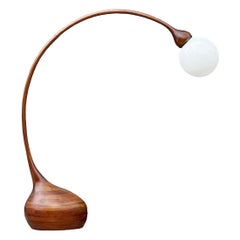 Large Studio Mid-Century Modern Arc Floor Lamp by Robert Worth in Laminated Wood