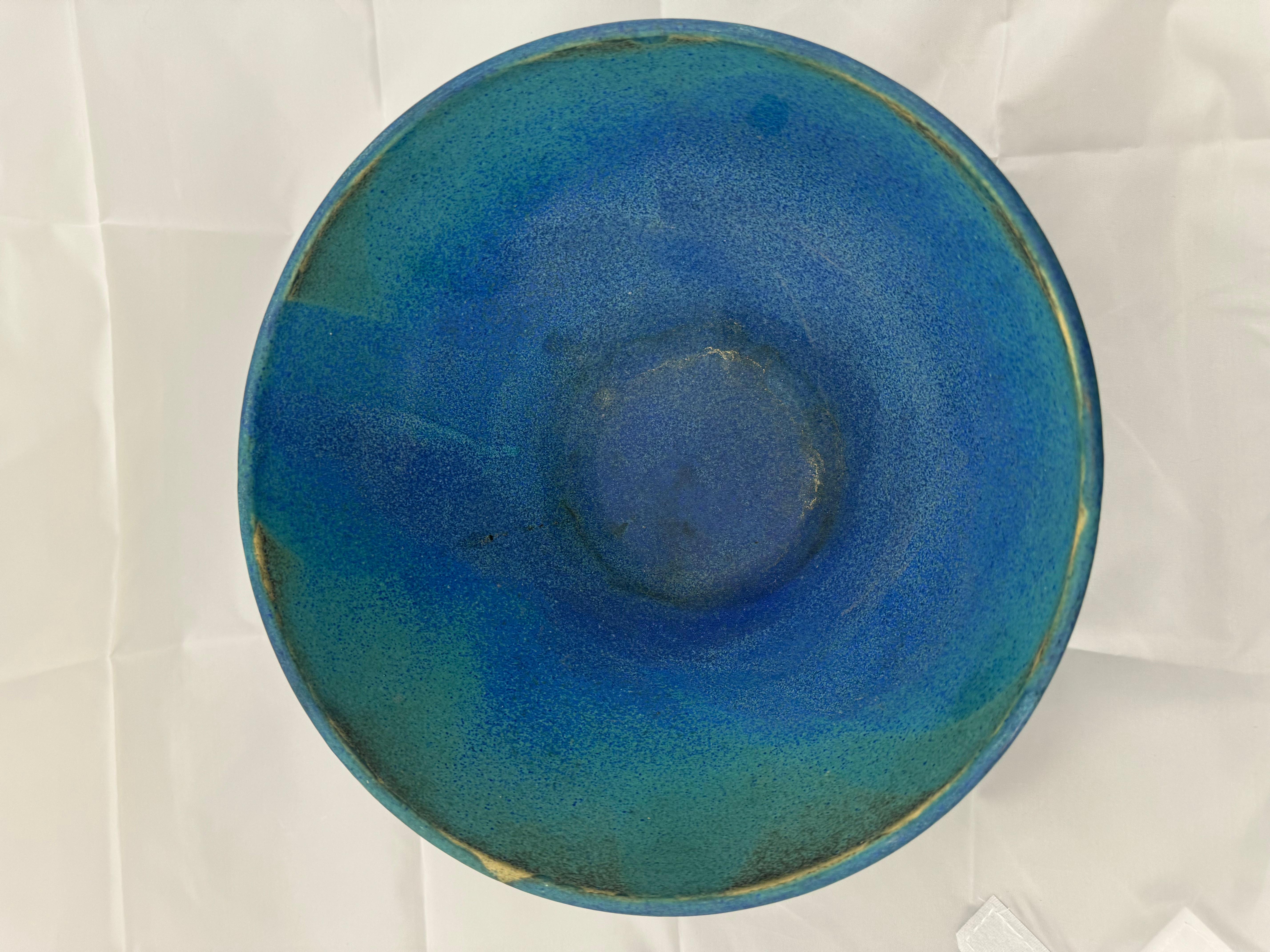 Glazed Large Studio Pottery Bowl  For Sale