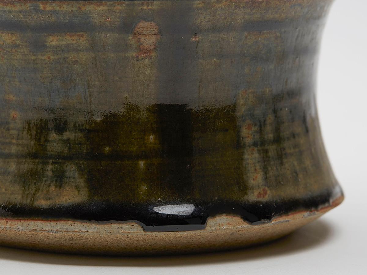 Ceramic Large Studio Pottery Drip Glaze Lidded Stoneware Jar, 20th Century