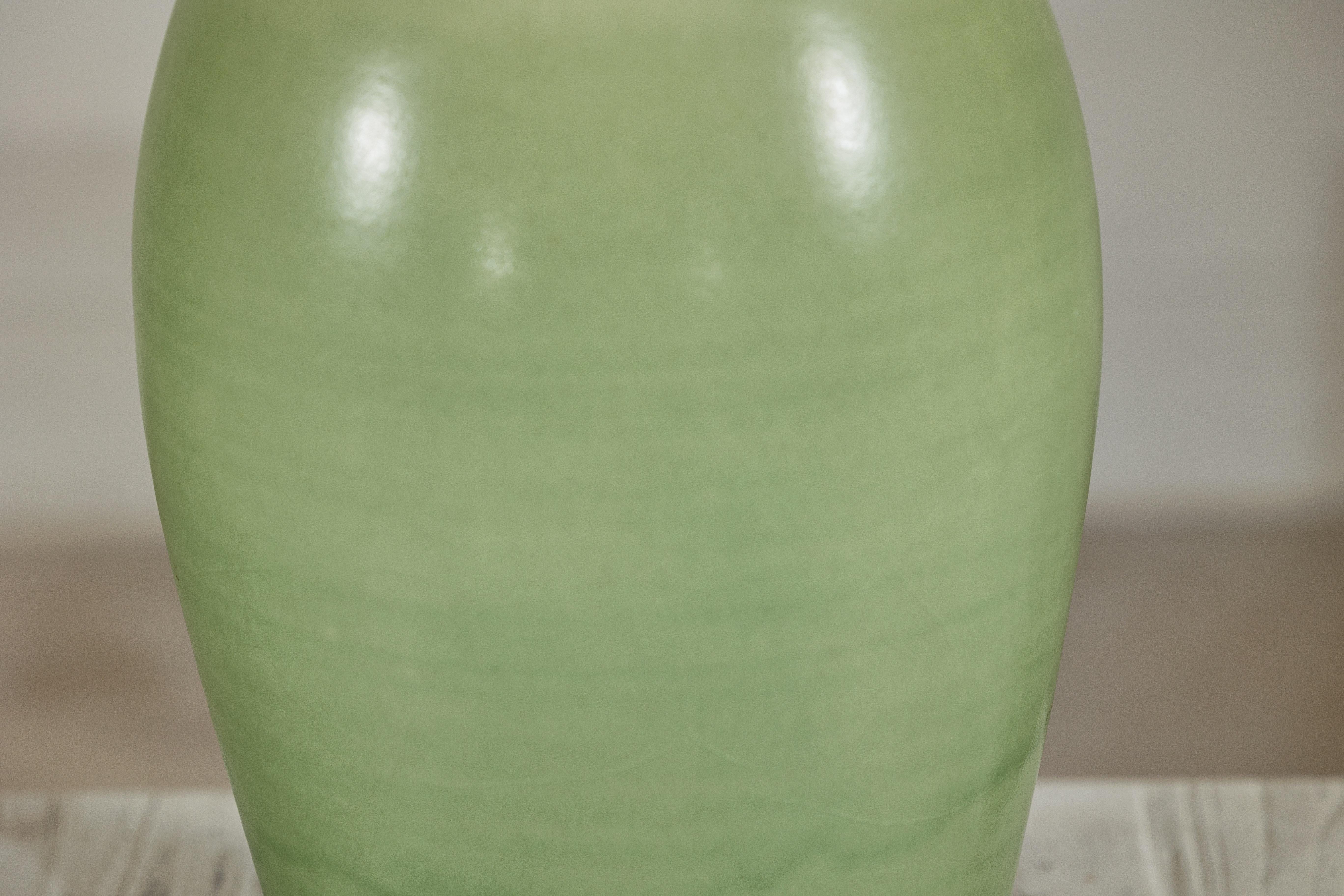 Large Studio Pottery Floor Vase with Brown and Green Glaze For Sale 6