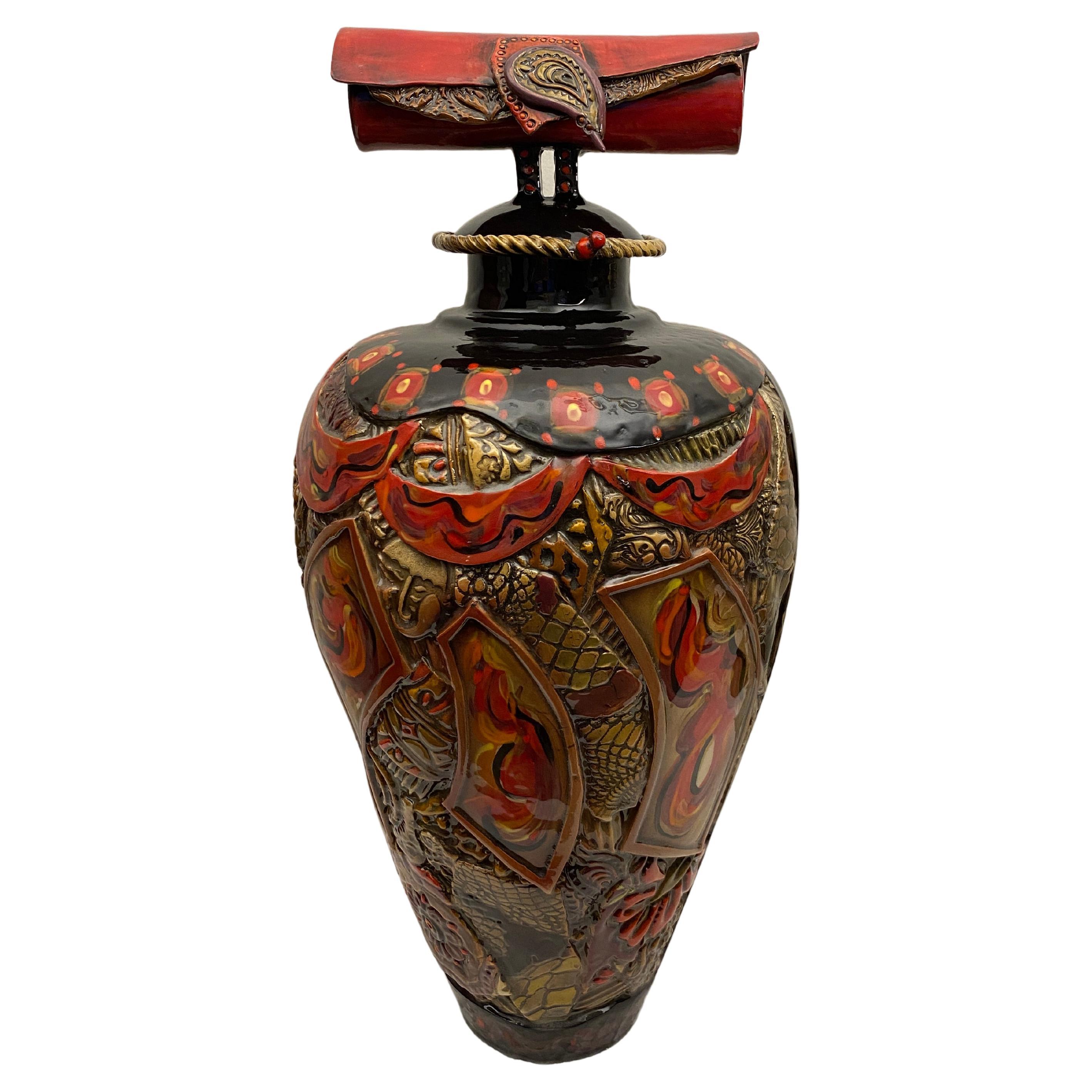 Large Studio Pottery Japanese Style Ceramic Vase by Gail Markiewicz