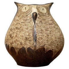 Gran escultura de búho de Studio Pottery, años 80