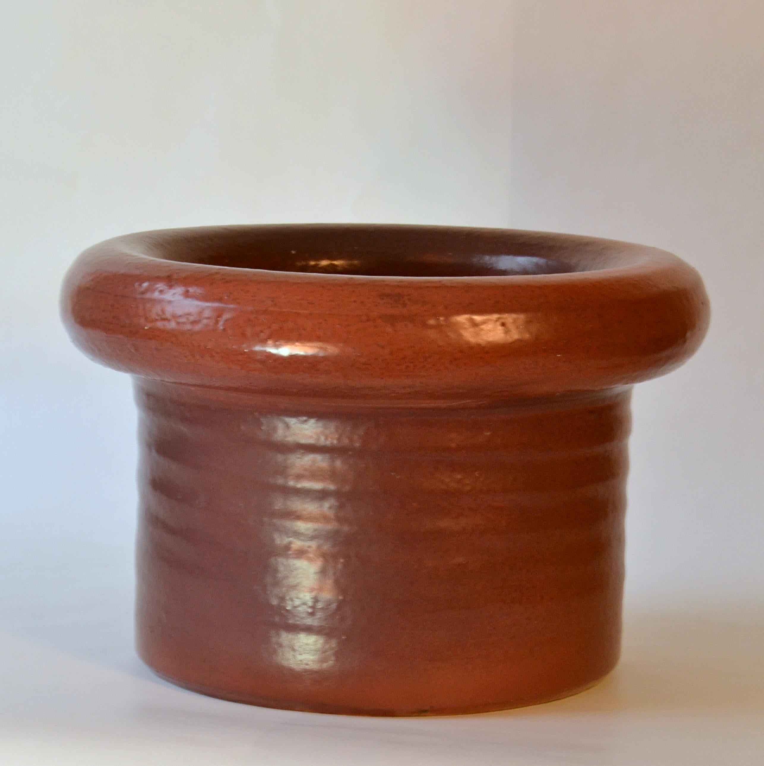 Dutch Large Studio Pottery Plant Pot in Deep Red Piet Knepper for Mobach, 1980s