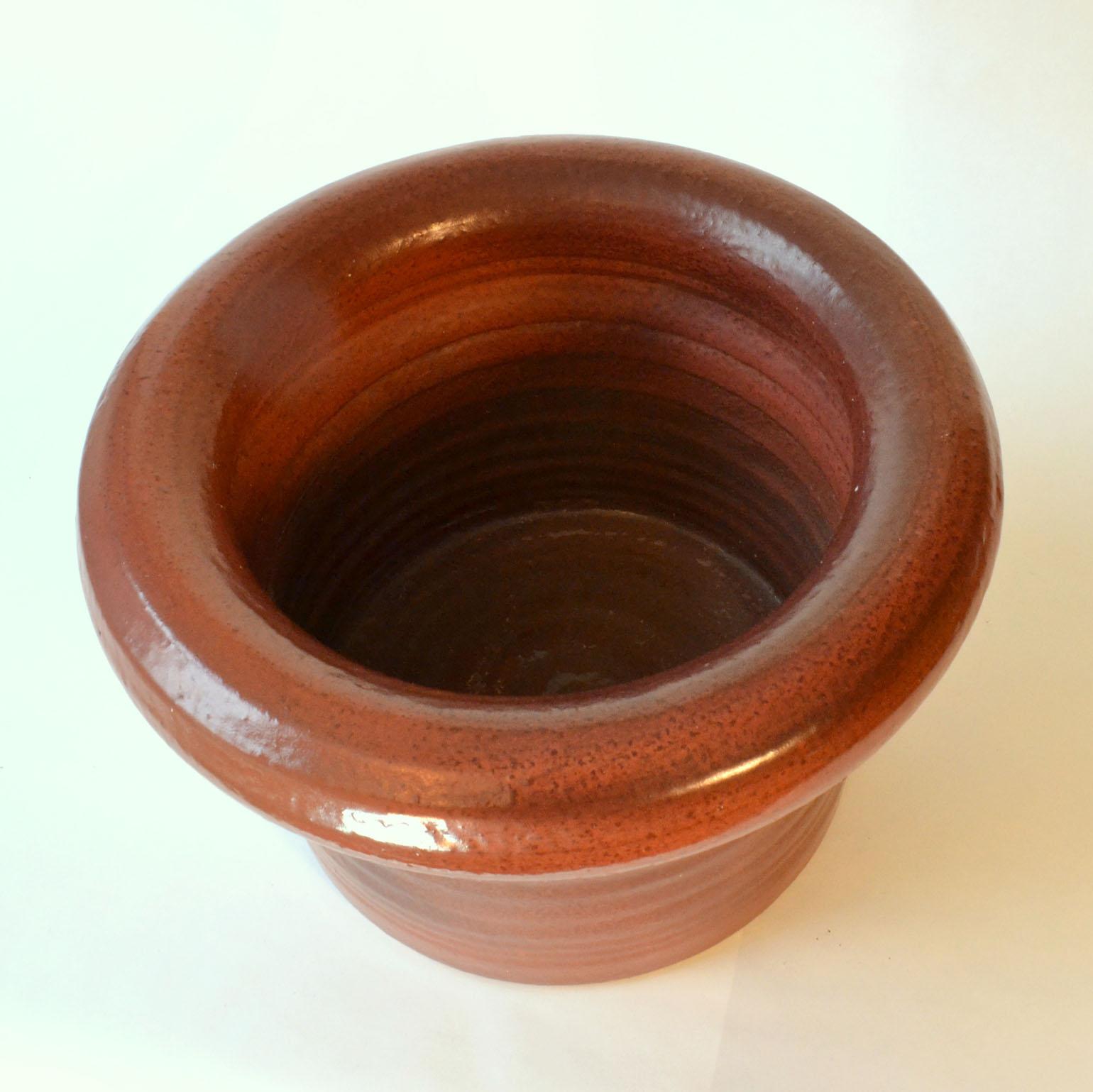 Large Studio Pottery Plant Pot in Deep Red Piet Knepper for Mobach, 1980s In Excellent Condition In London, GB