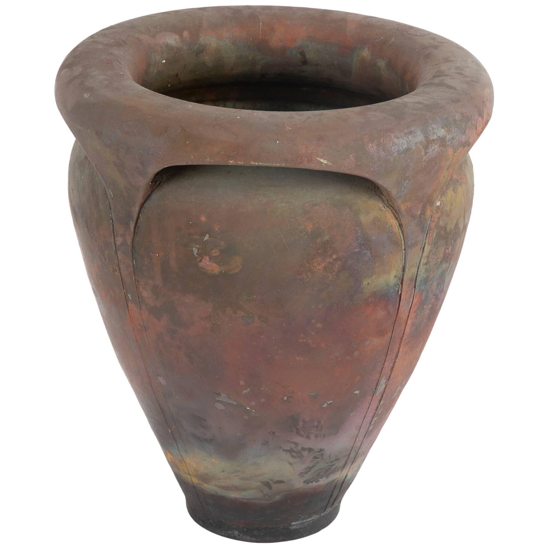 Large Studio Pottery Roku Fired Vase by Bob Sunday