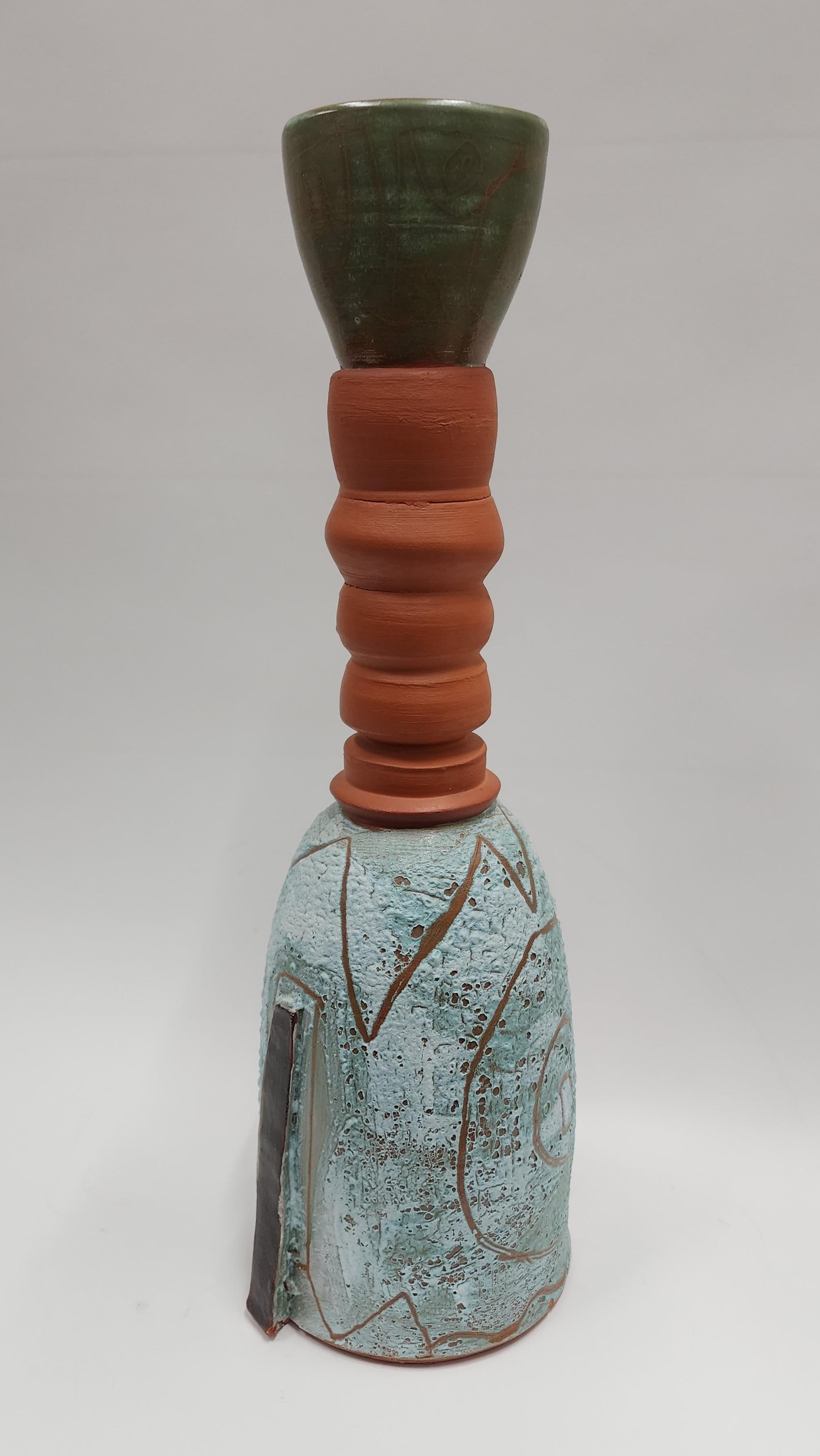 Mid-Century moderno Grande vaso scultura Studio Pottery di Ronald Ehrlich. in vendita