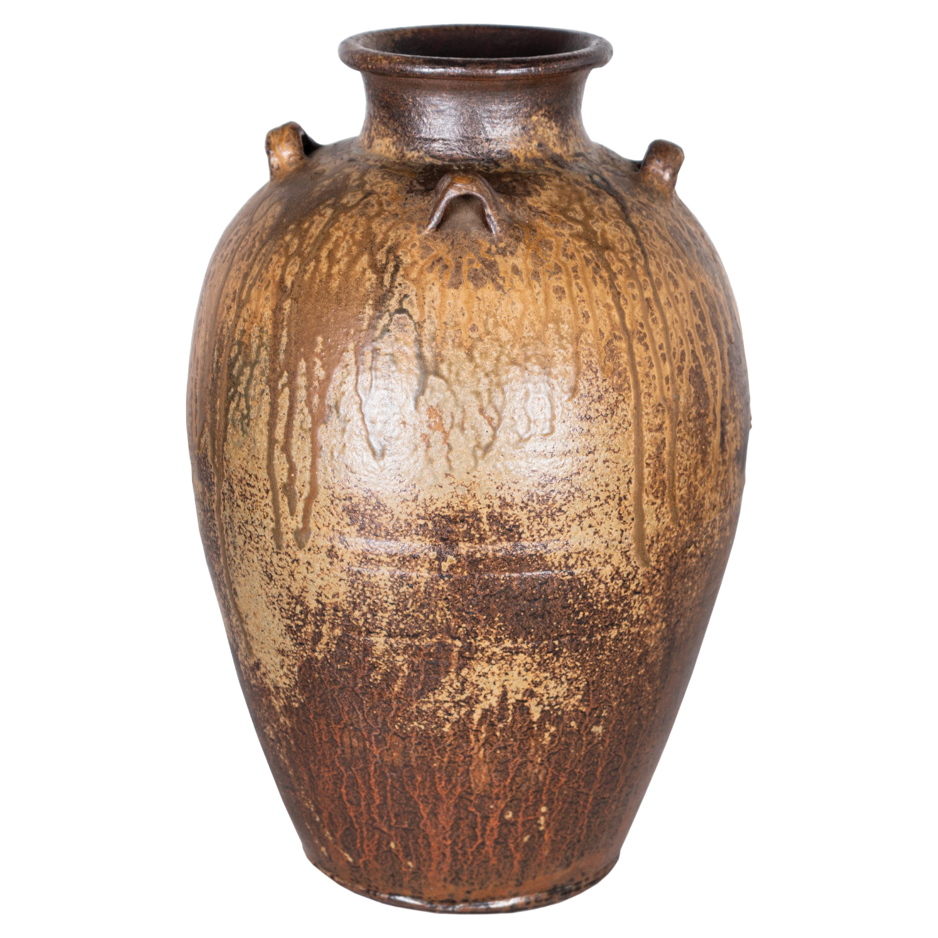 Large Studio Pottery Vase with Japanese Glaze