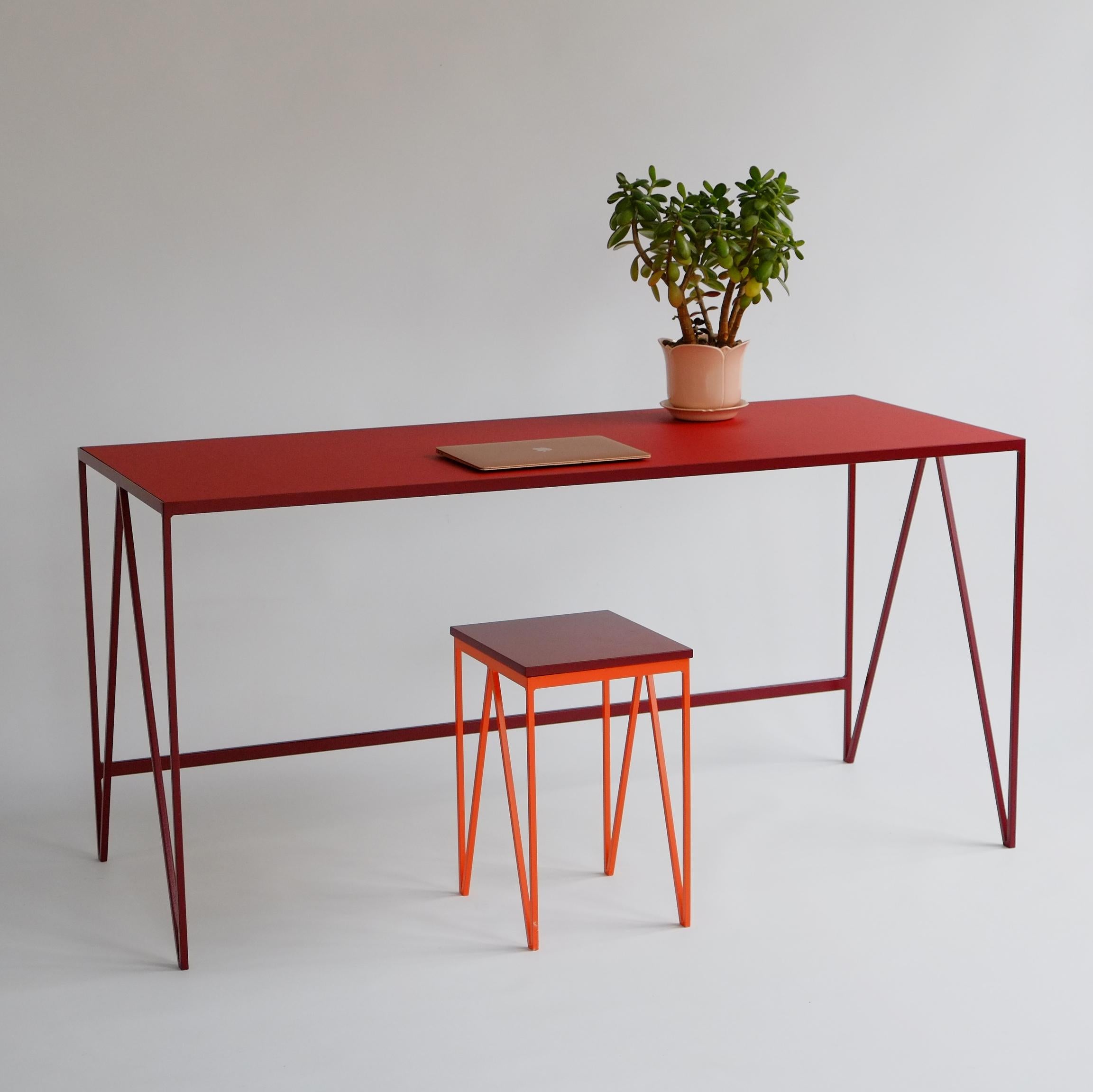Welded Customizable Large Study Desk with Natural Linoleum Top, Made in England For Sale