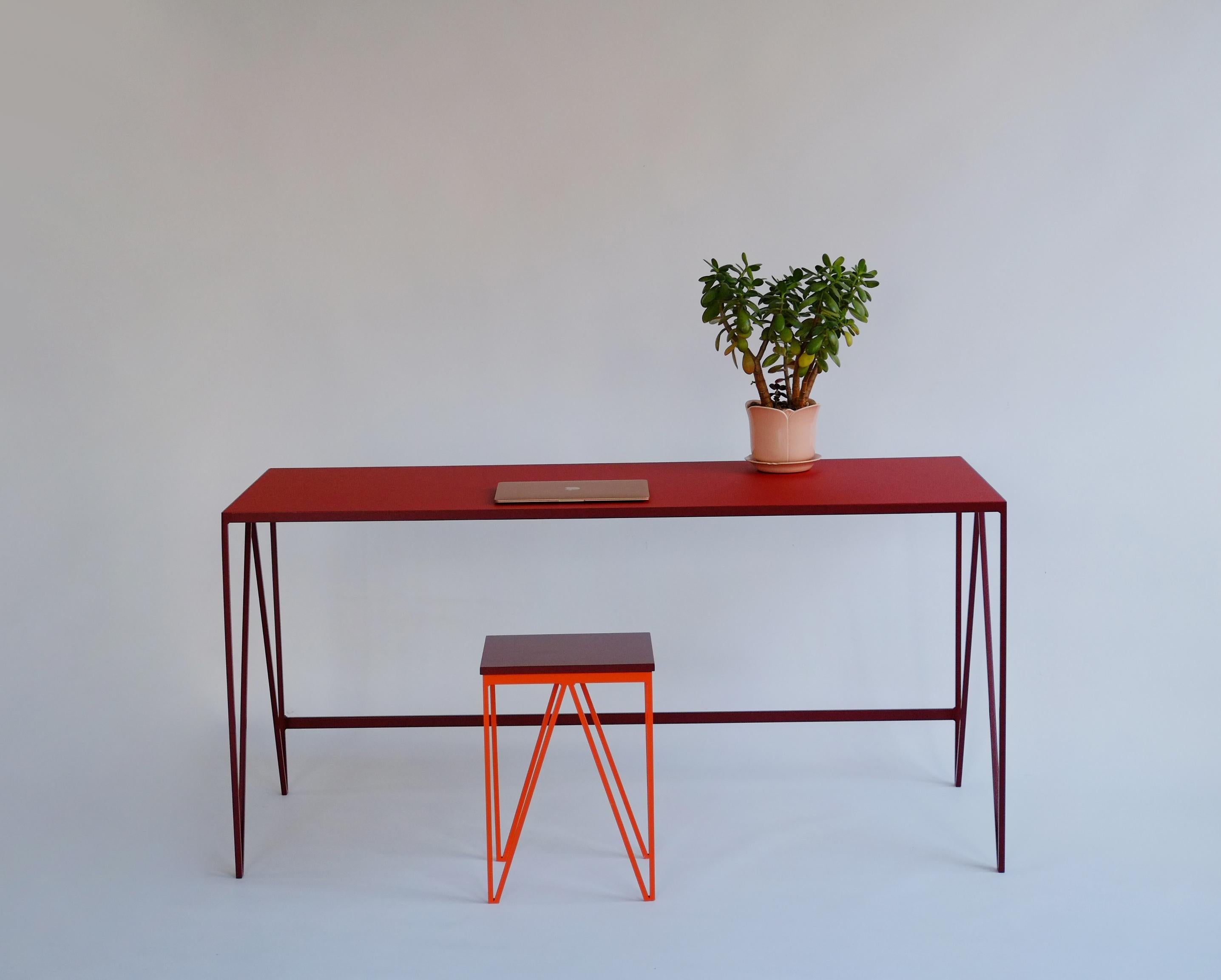 Steel Customizable Large Study Desk with Natural Linoleum Top, Made in England For Sale