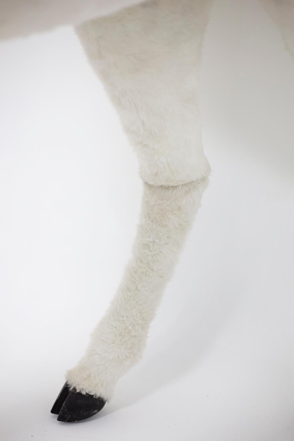 European Large Stuffed Toy Figuring a White Deer, 20th Century For Sale