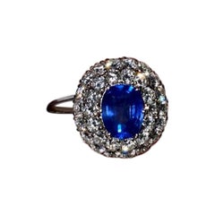 Large Stunning 3.25 Carat Natural Blue Sapphire 
3.5 Carat Diamond Cocktail R