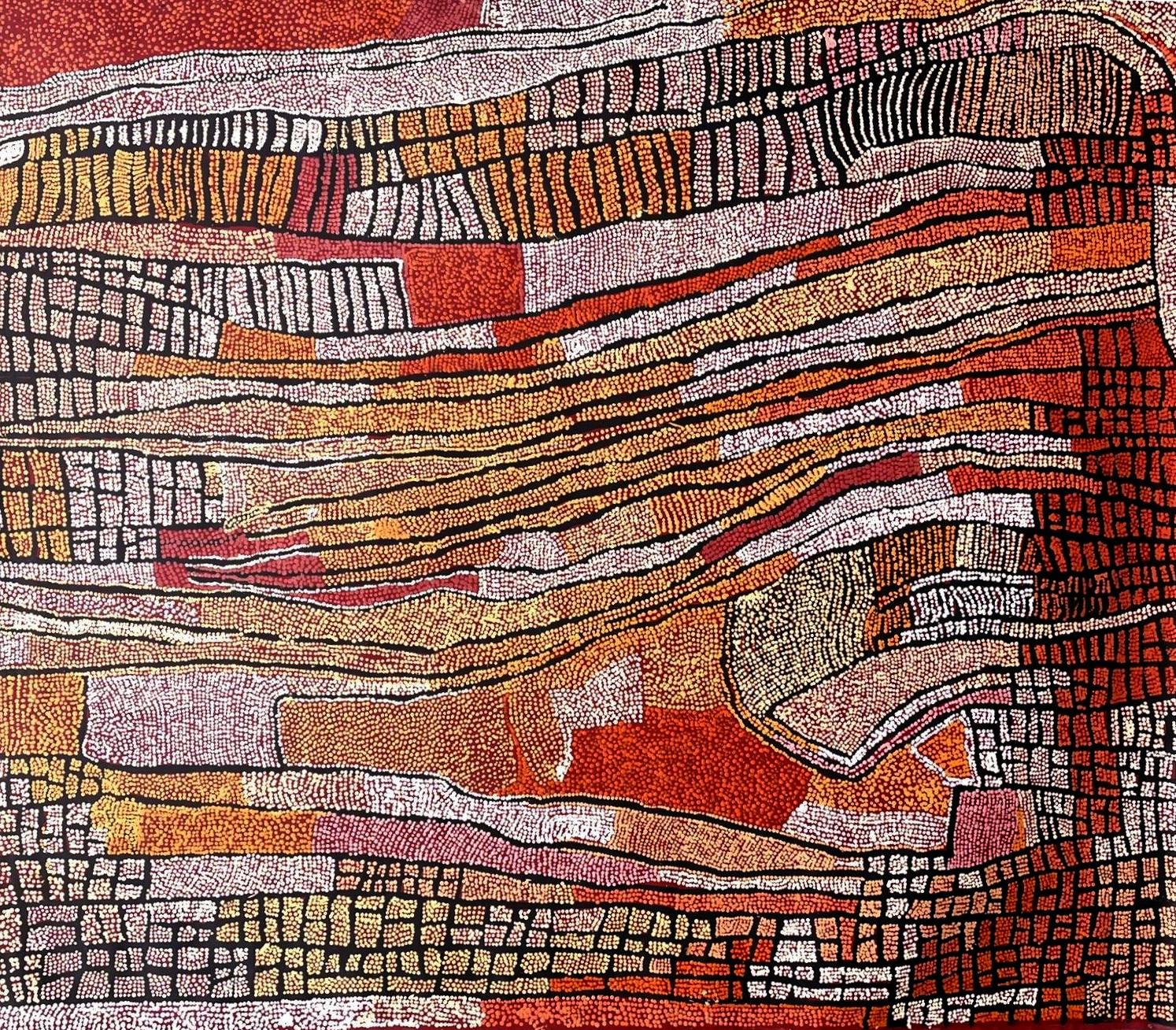 Large Stunning Australian Aboriginal Painting by Naata Nungurrayi For Sale 11