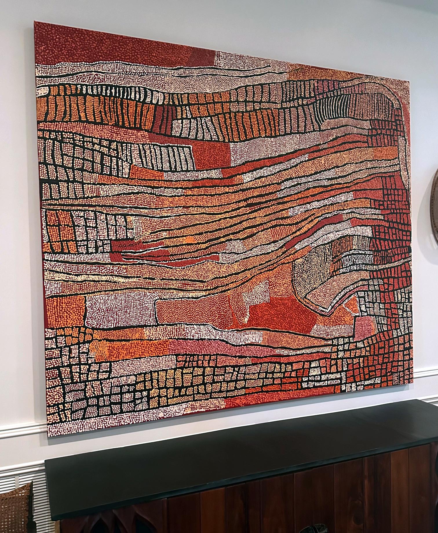 Hand-Painted Large Stunning Australian Aboriginal Painting by Naata Nungurrayi For Sale