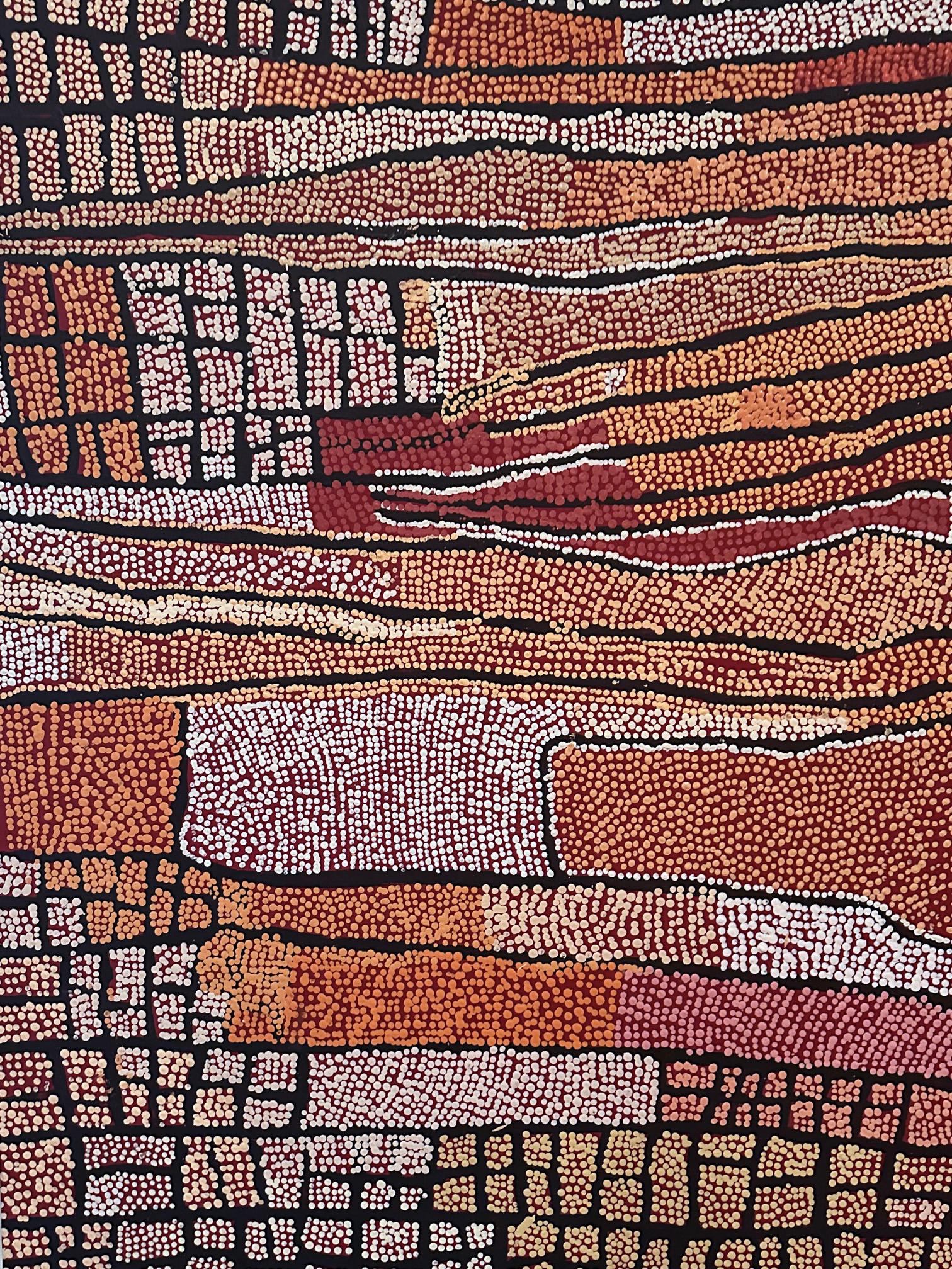 Canvas Large Stunning Australian Aboriginal Painting by Naata Nungurrayi For Sale