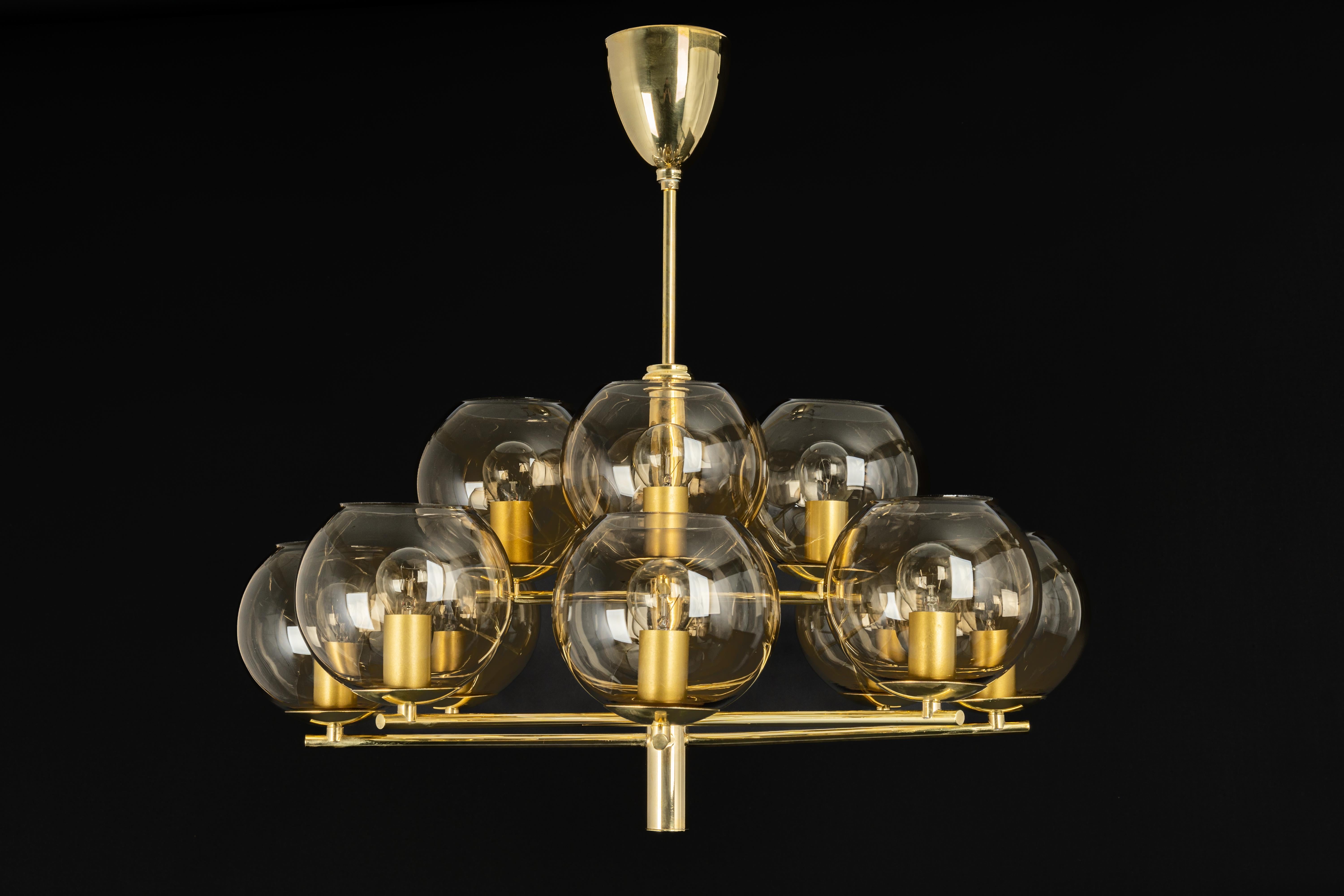 Large Stunning Big Sciolari Style Brass Chandelier, Germany, 1960s For Sale 6