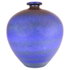 Large, Stunning Blue Stoneware Vase, Berndt Friberg, Gustavsberg - 1966