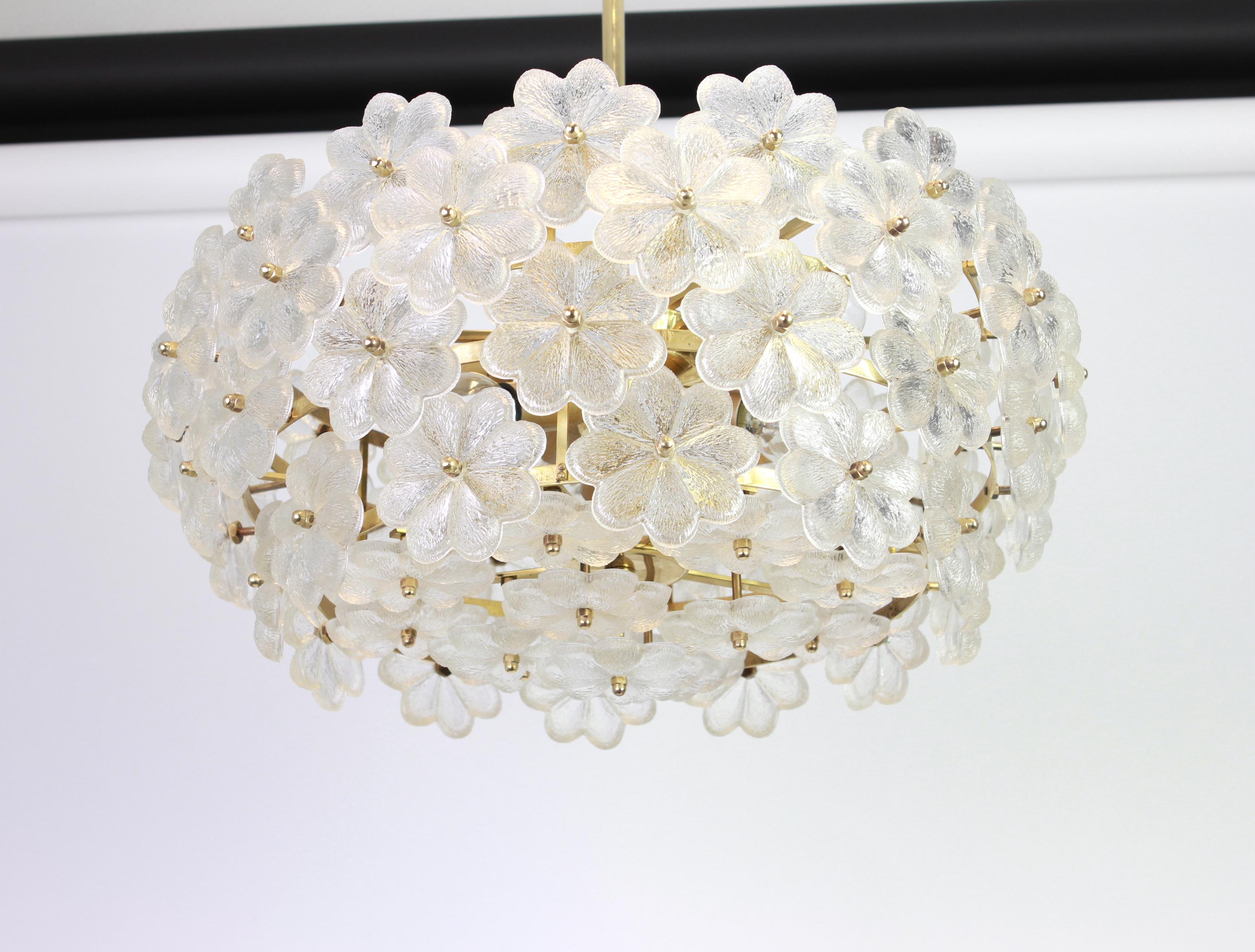 Mid-Century Modern Large Stunning Crystal Glass Chandelier by Ernst Palme, Germany, 1970s