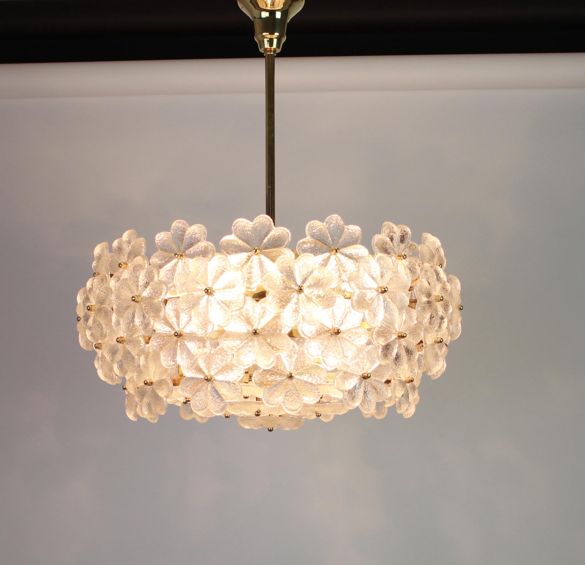 Late 20th Century Large Stunning Crystal Glass Chandelier by Ernst Palme, Germany, 1970s