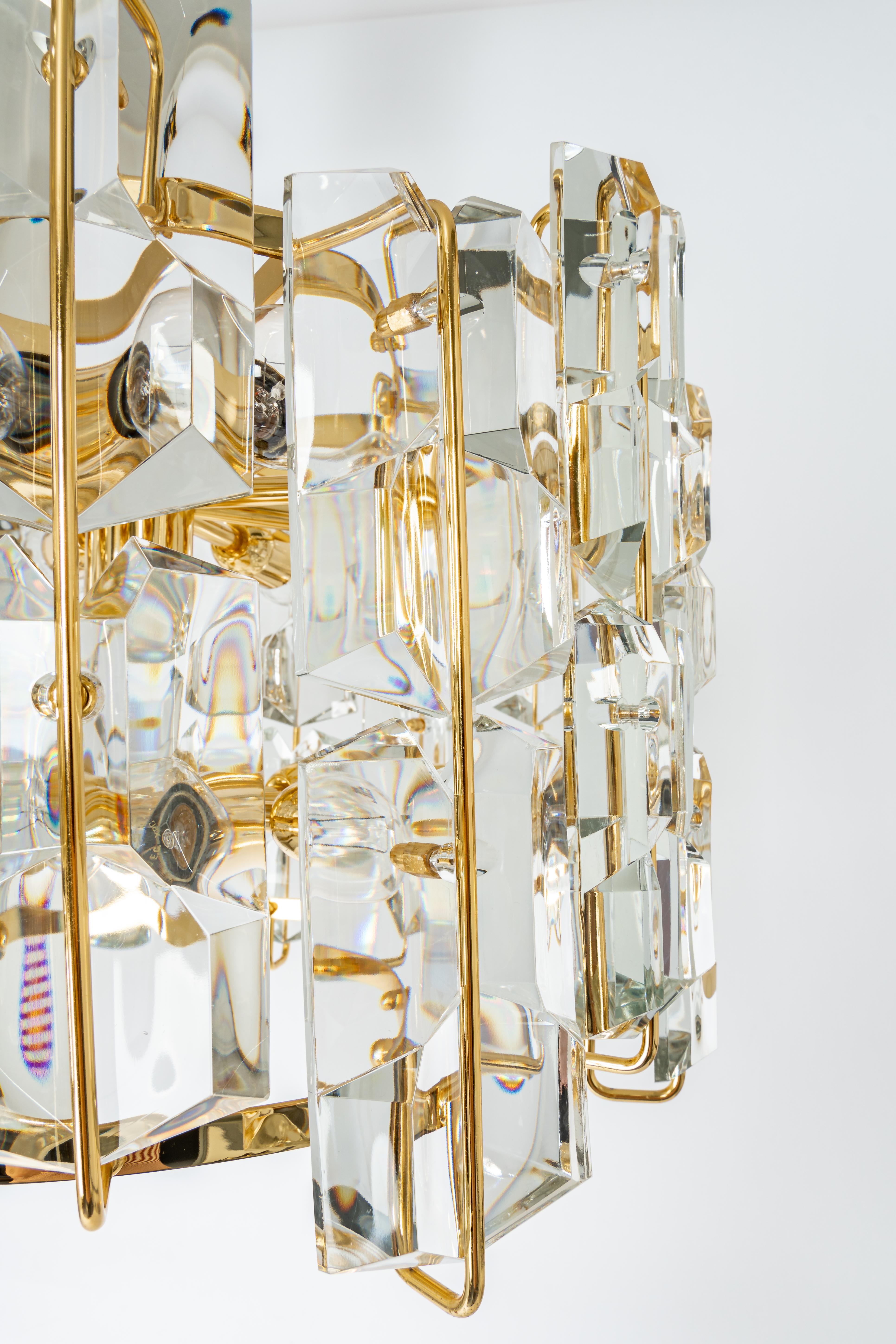 Late 20th Century Large Stunning Crystal Glass Chandelier by Ernst Palme, Germany, 1970s For Sale