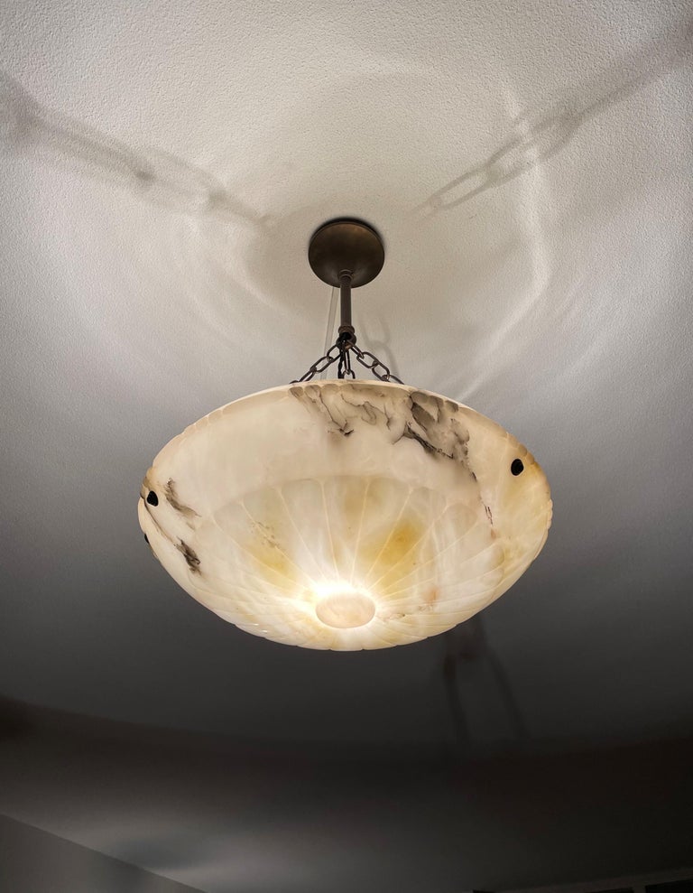 Large and Stunning Design Antique Alabaster Chandelier / Pendant with ...