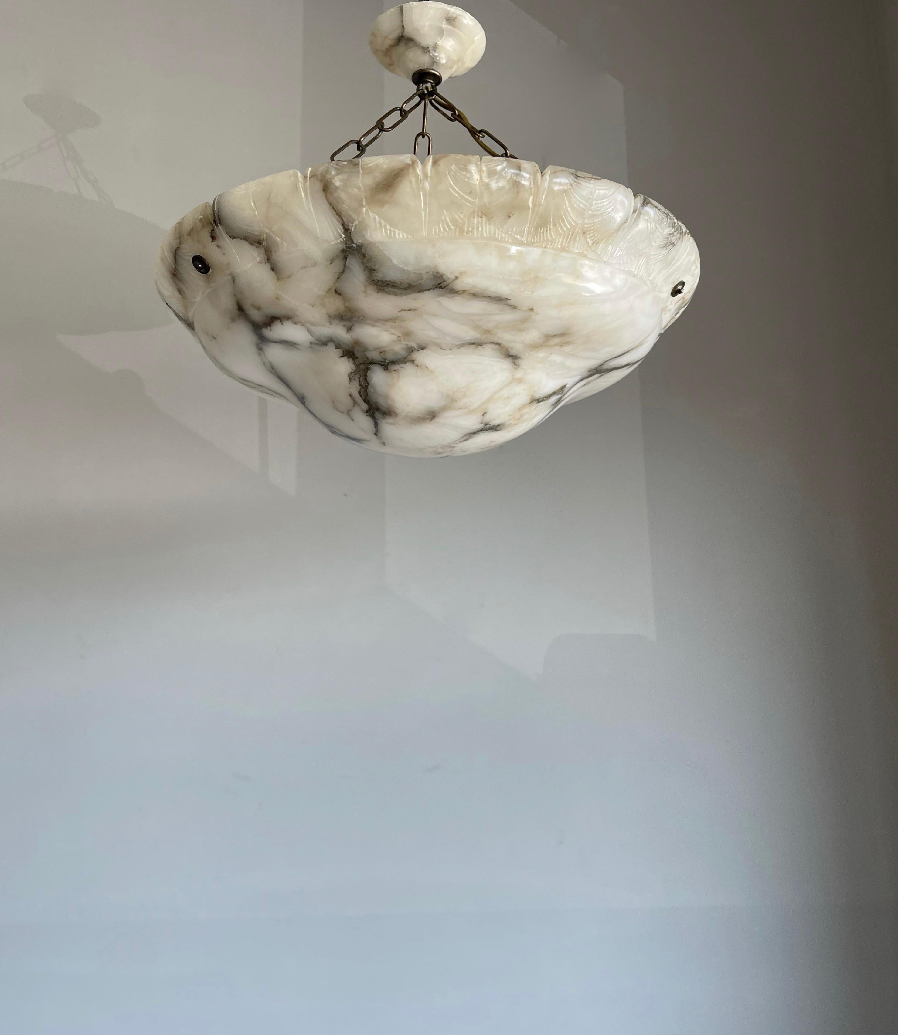 Large & Stunning Design Layered White & Black Mint Alabaster Pendant Flush Mount 4