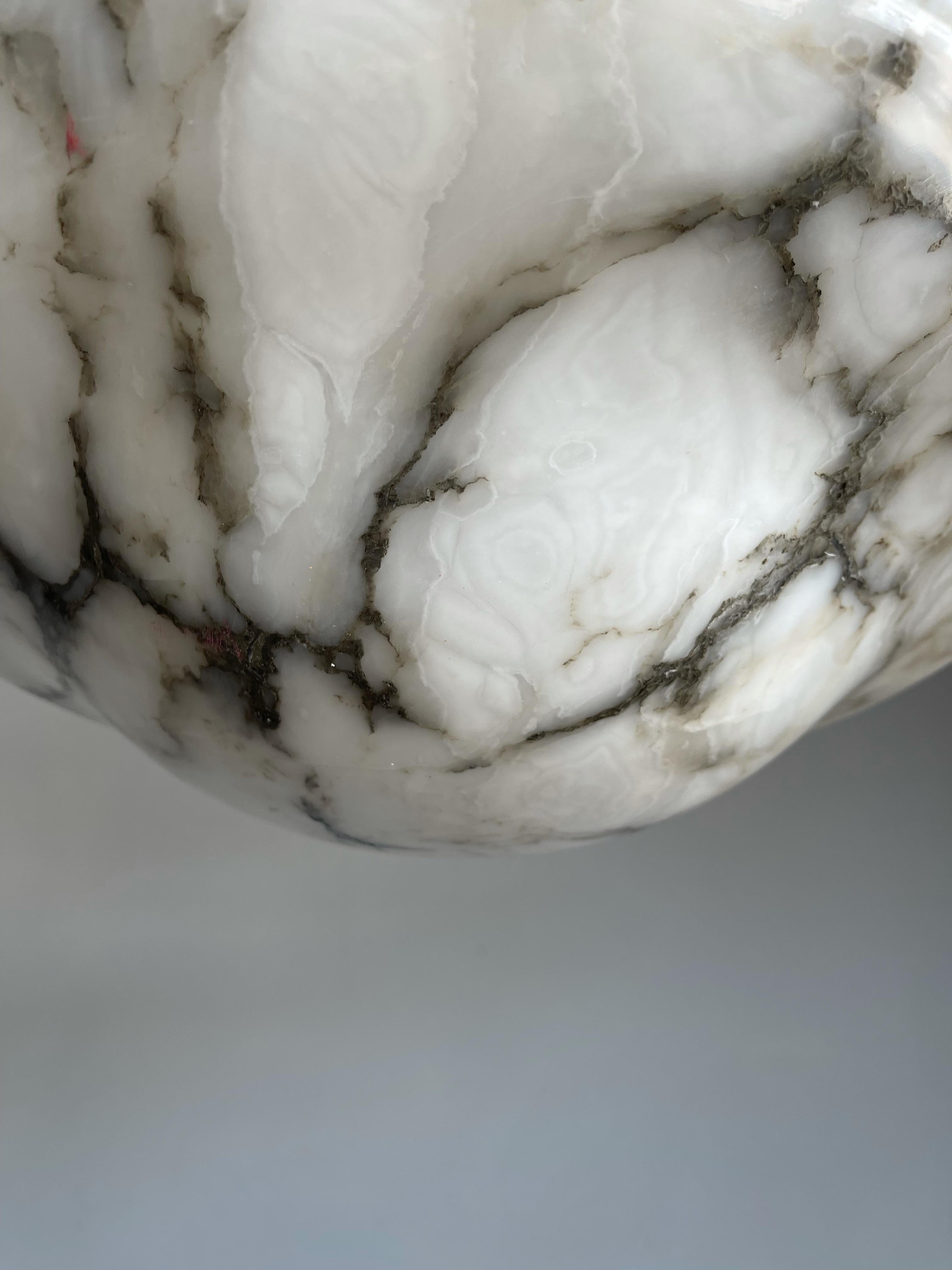 Large & Stunning Design Layered White & Black Mint Alabaster Pendant Flush Mount 6