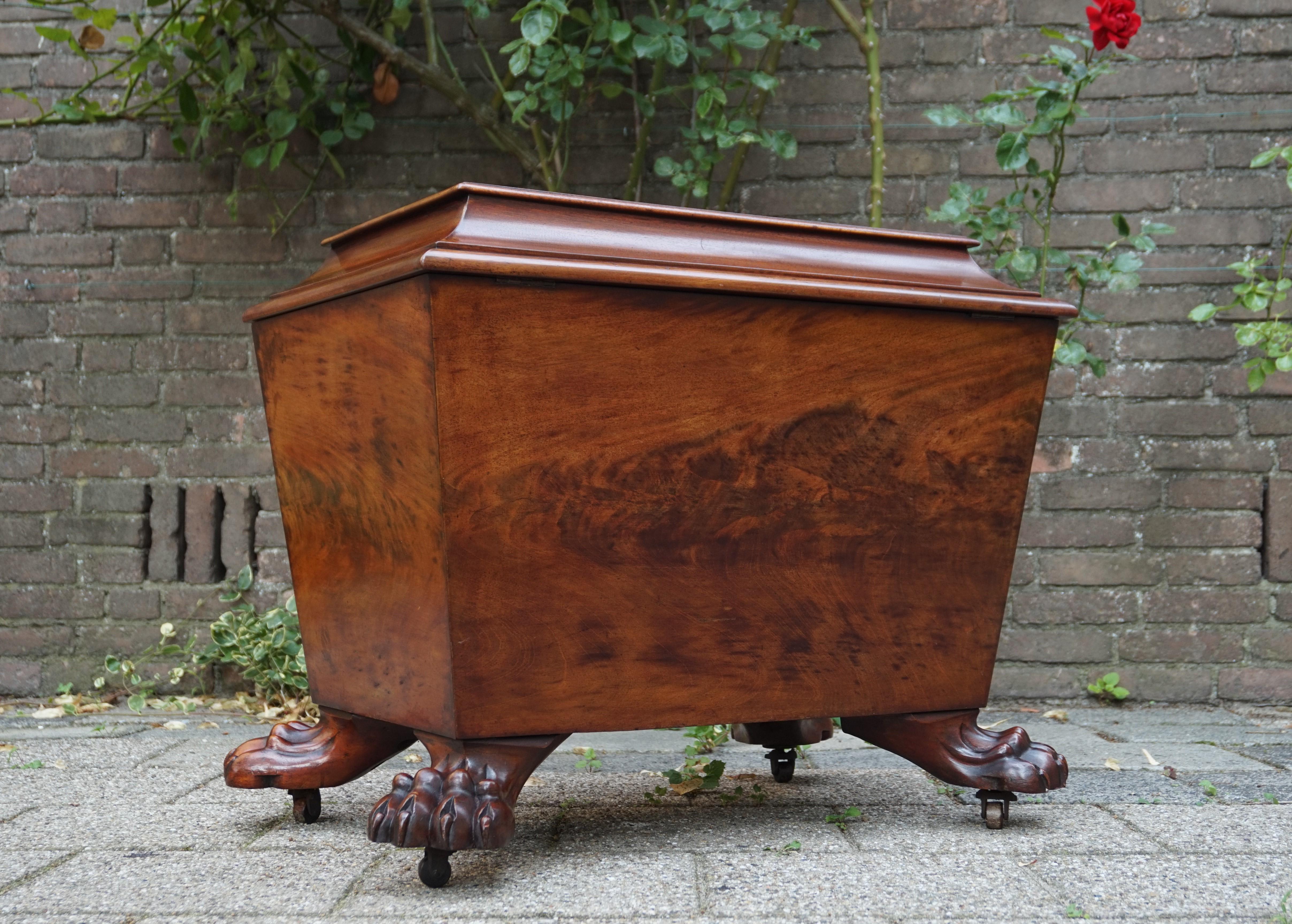 Large & Stunning Early 1800s Regency Sarcophagus Wine Cooler on Original Casters 13