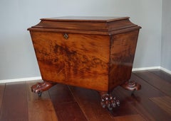 Large & Stunning Early 1800s Regency Sarcophagus Wine Cooler on Original Casters