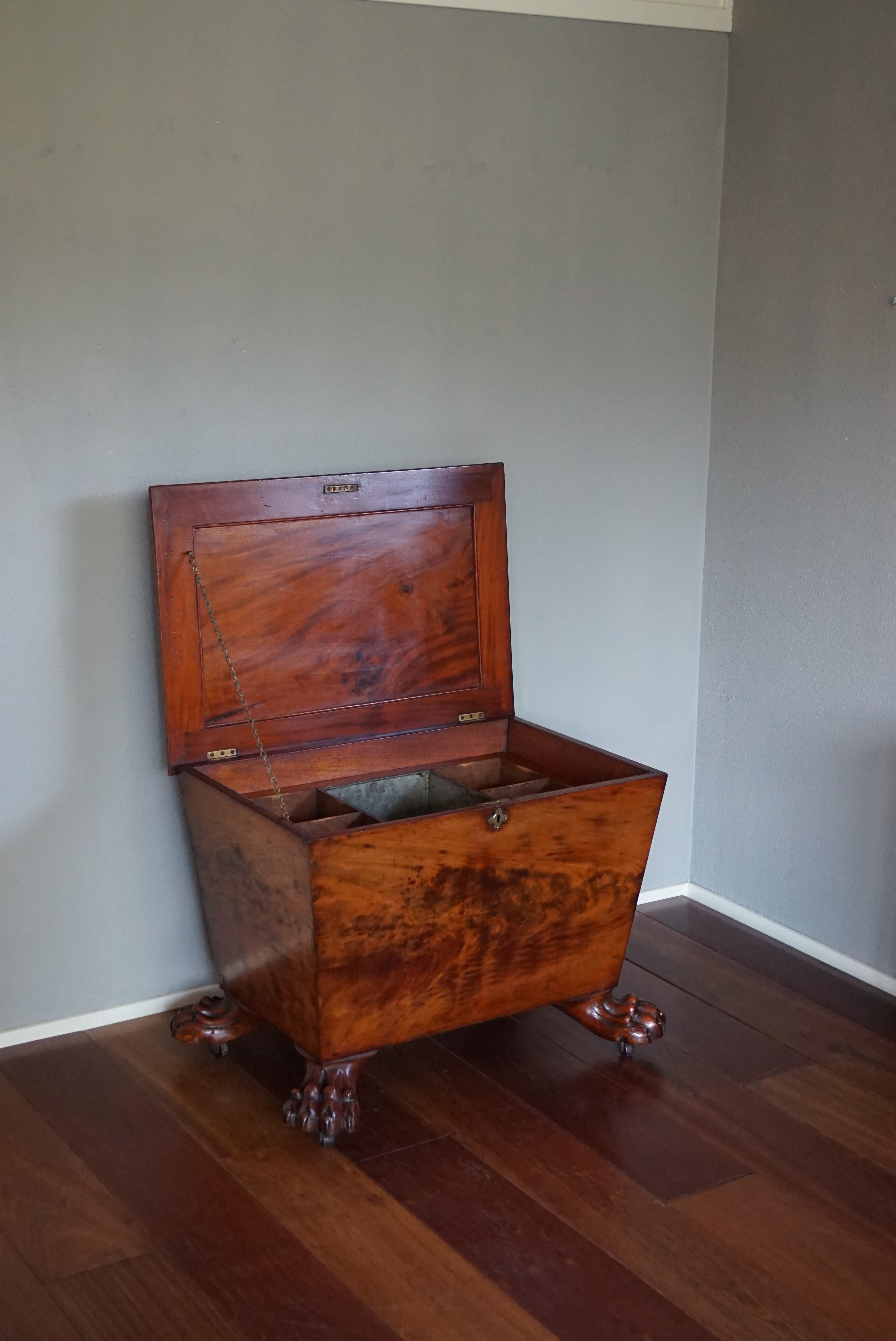 Large & Stunning Early 1800s Regency Sarcophagus Wine Cooler on Original Casters 14