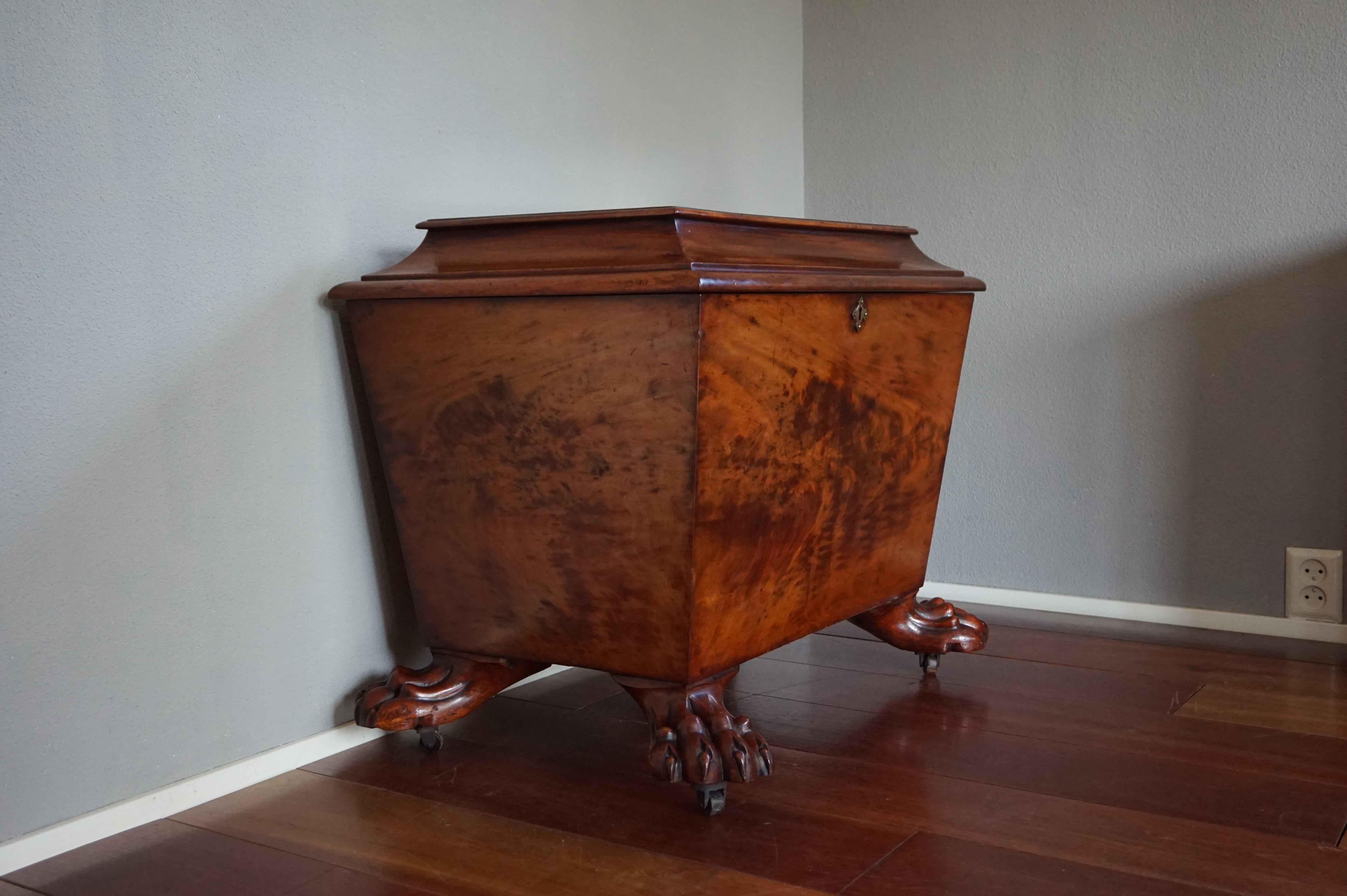 Large & Stunning Early 1800s Regency Sarcophagus Wine Cooler on Original Casters 1