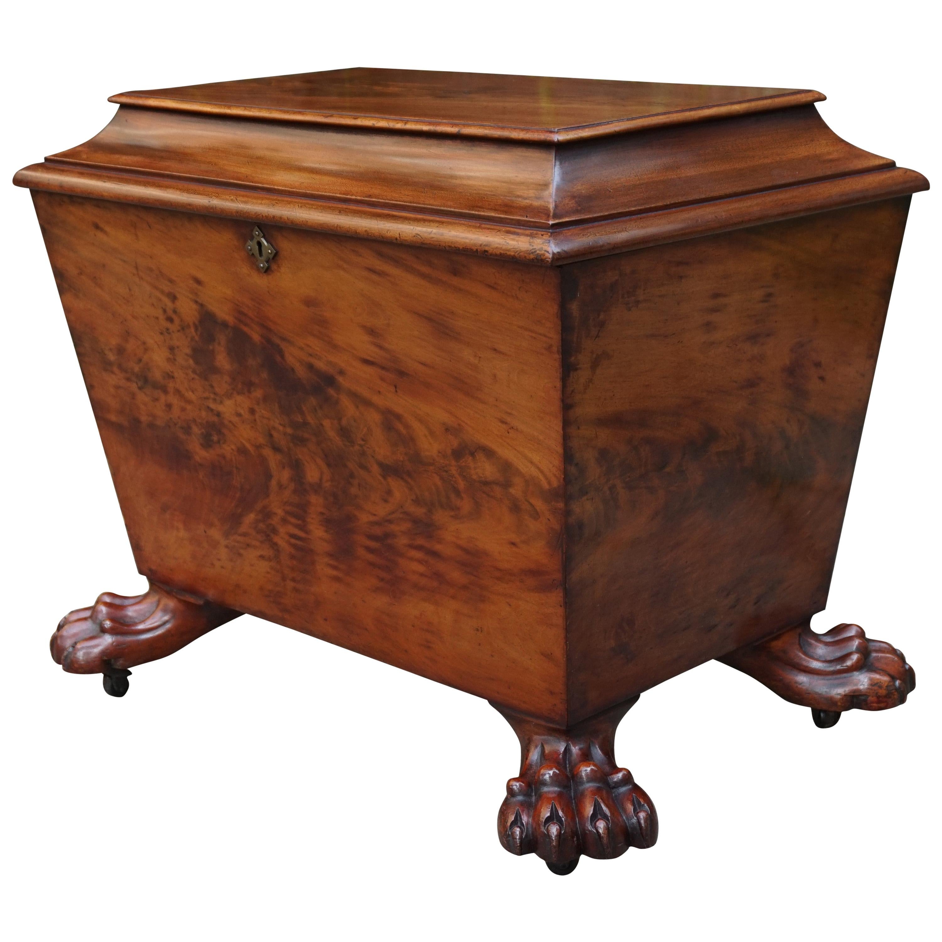 Large & Stunning Early 1800s Regency Sarcophagus Wine Cooler on Original Casters