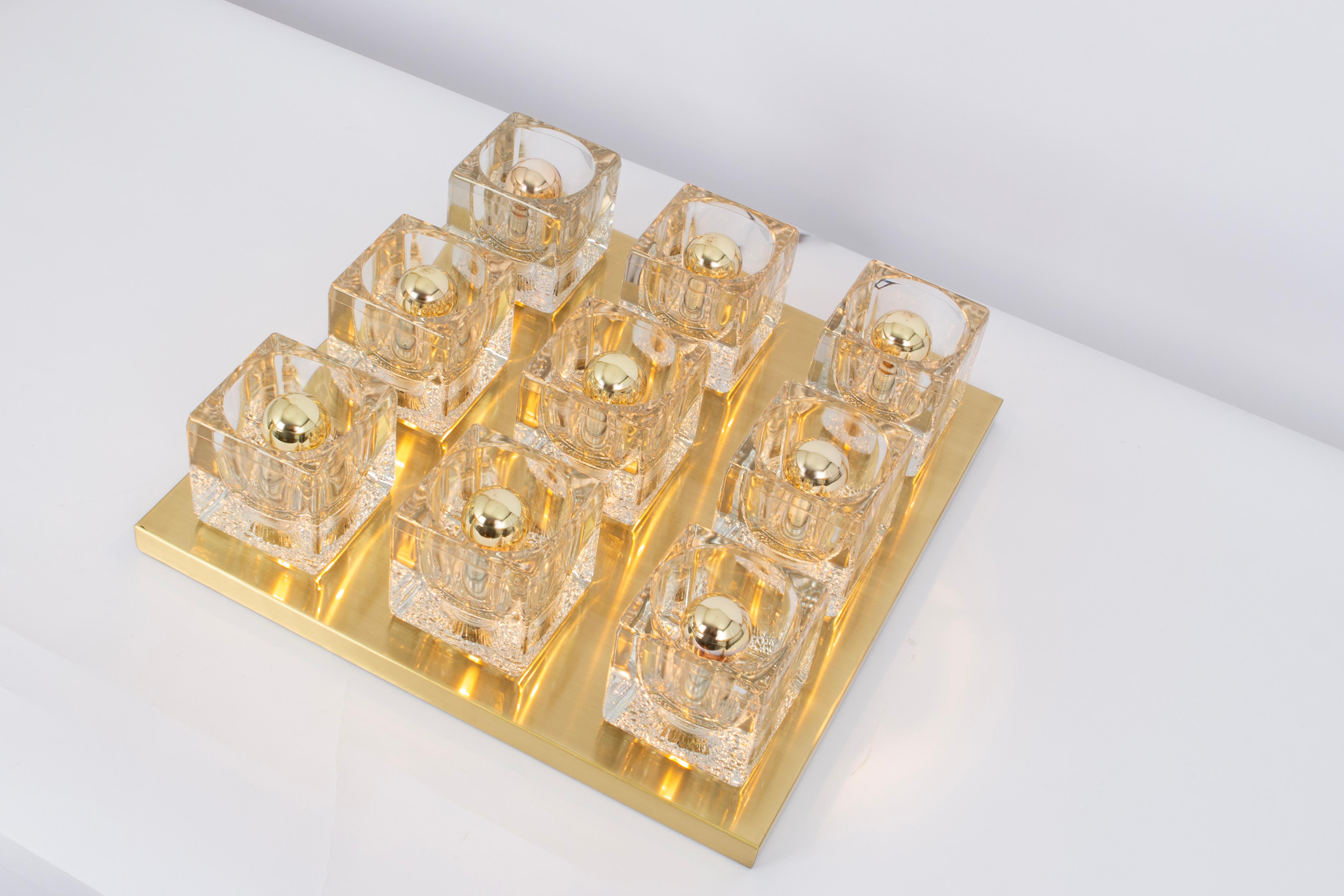 Grand plafonnier en verre étonnant de Peill & Putzler, Allemagne, 1970 en vente 3