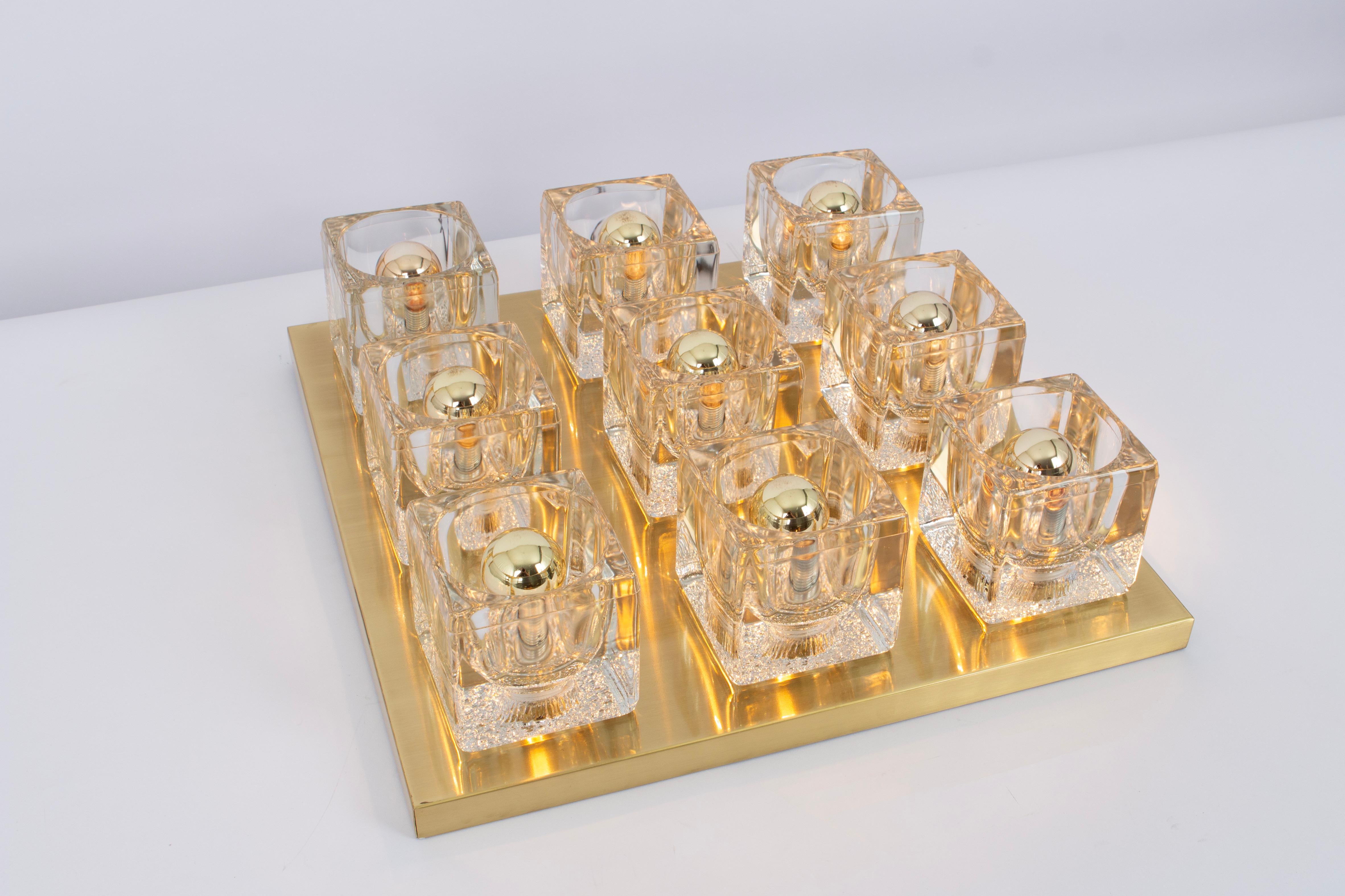 Grand plafonnier en verre étonnant de Peill & Putzler, Allemagne, 1970 en vente 1