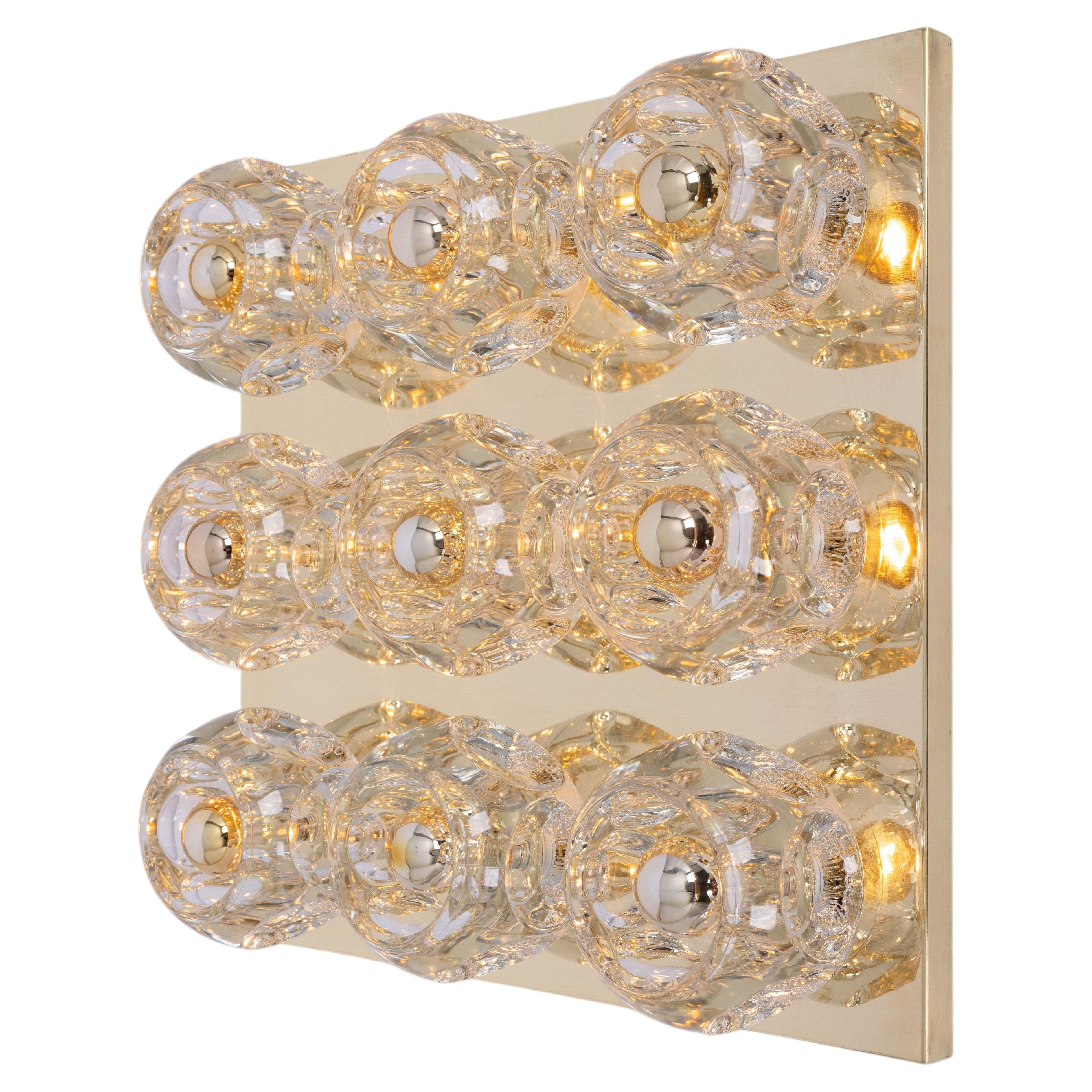 Large Stunning Glass Flushmount by Peill & Putzler, Germany, 1970s