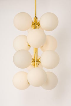 Large Stunning Kaiser Sputnik Glass Globes Chandelier, Germany, 1970s