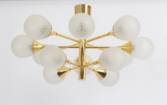 Large Stunning Kaiser Sputnik Glass Globes Chandelier, Germany, 1970s